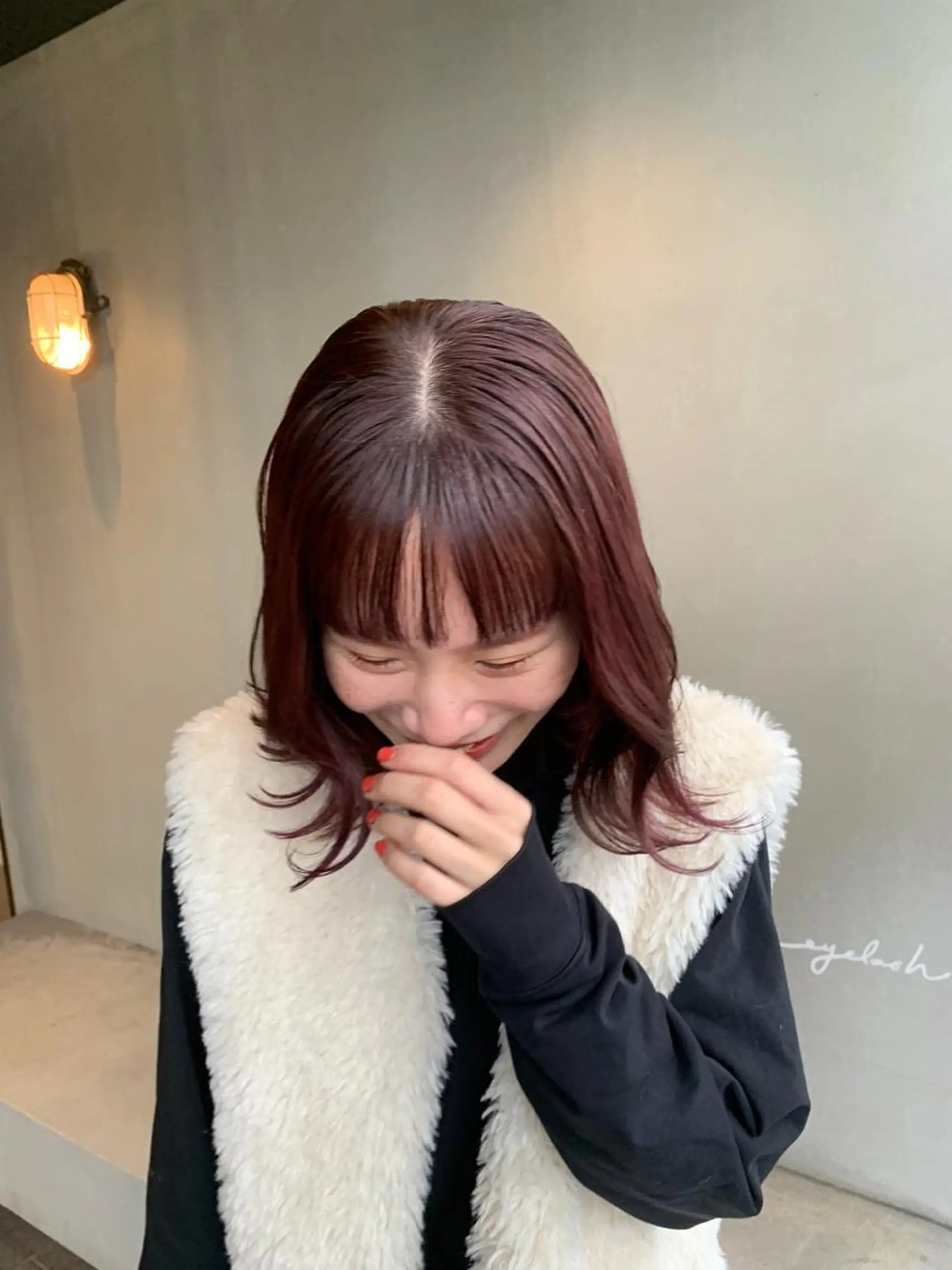 ミディアム カラー ベージュカラー ラベンダーカラー ラベンダーピンク ピンクカラー ピンクベージュ カット ヘアカラー 福崎 真奈のヘアスタイル