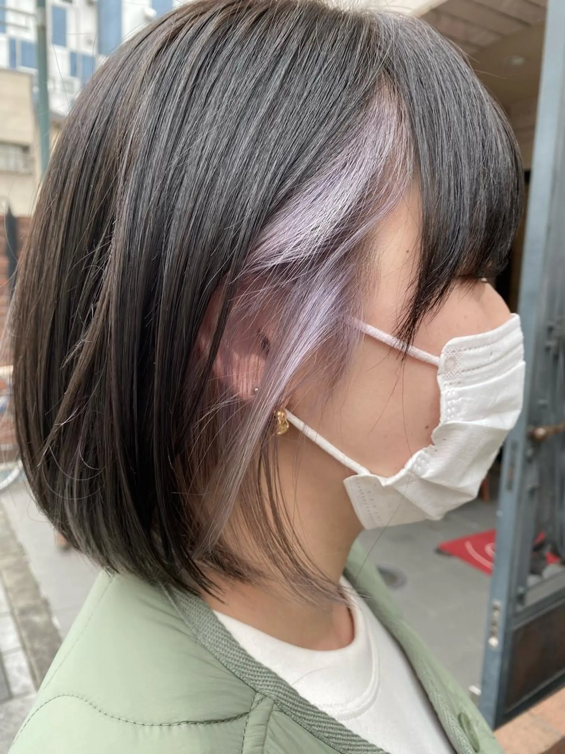 ショート カラー イヤリングカラー ラベンダーカラー カット ヘアカラー トリートメント ケアカラーリスト✂️ SHIAN   フジのヘアスタイル