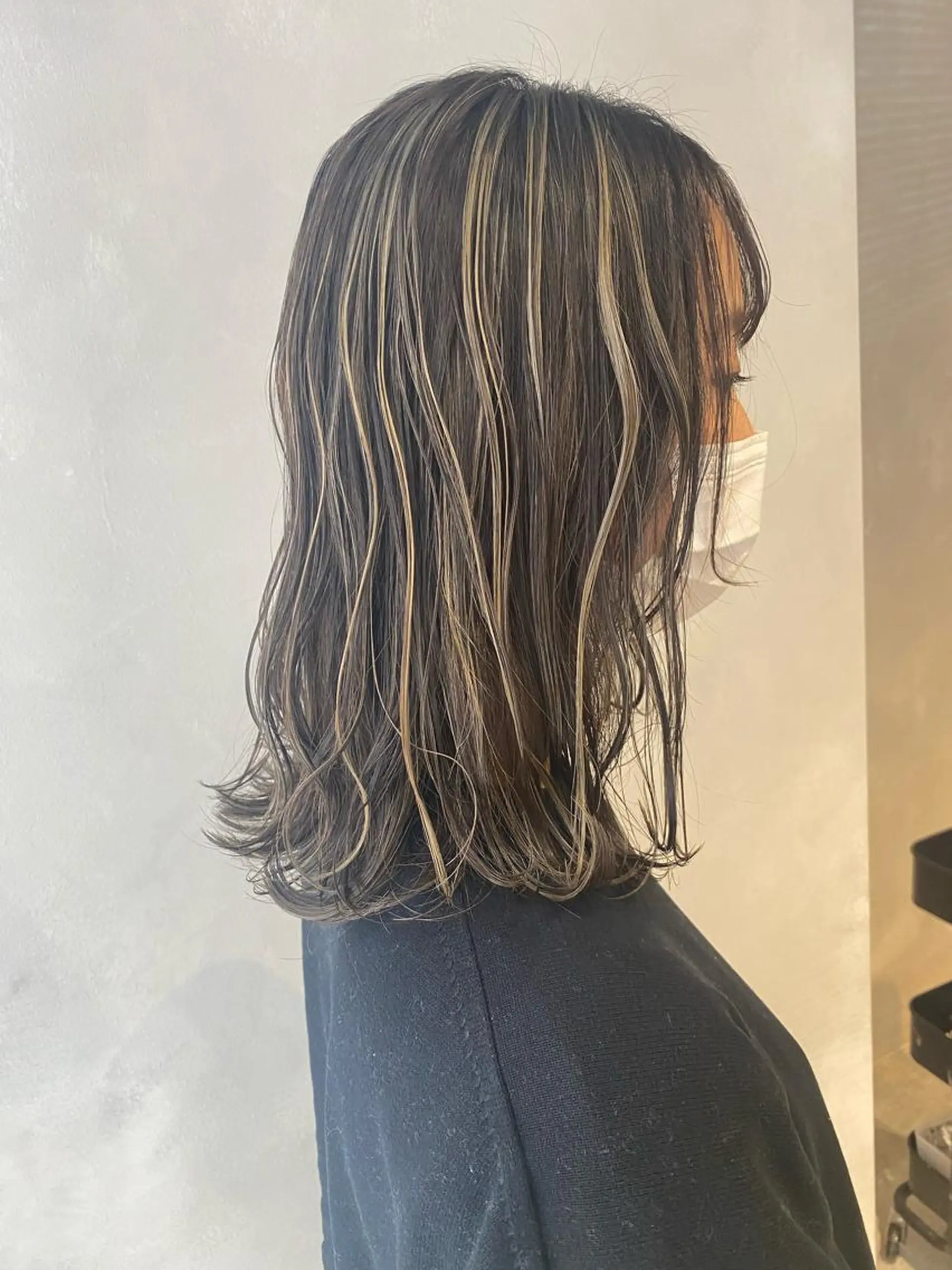 ミディアム カラー nishido ハイライト/メンズのヘアスタイル