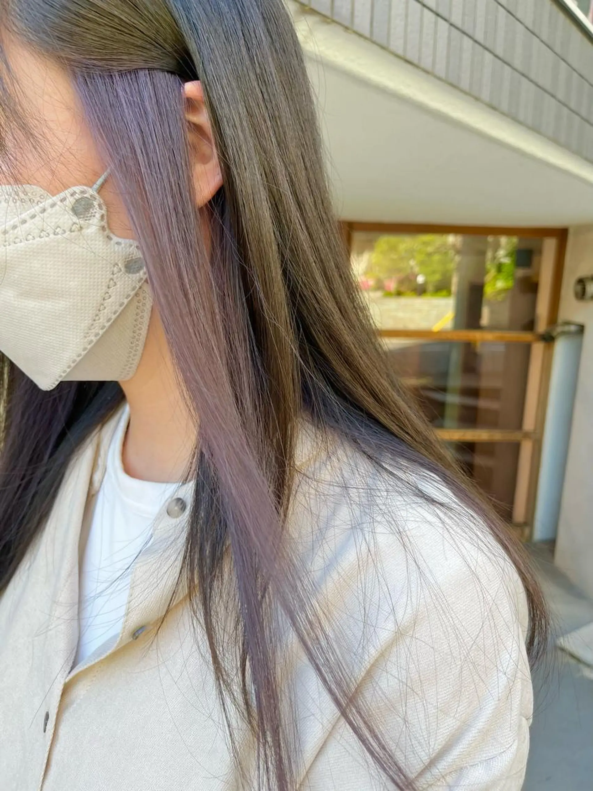 セミロング カラー ラベンダーカラー ヘアカラー FUJINO RYOのヘアスタイル