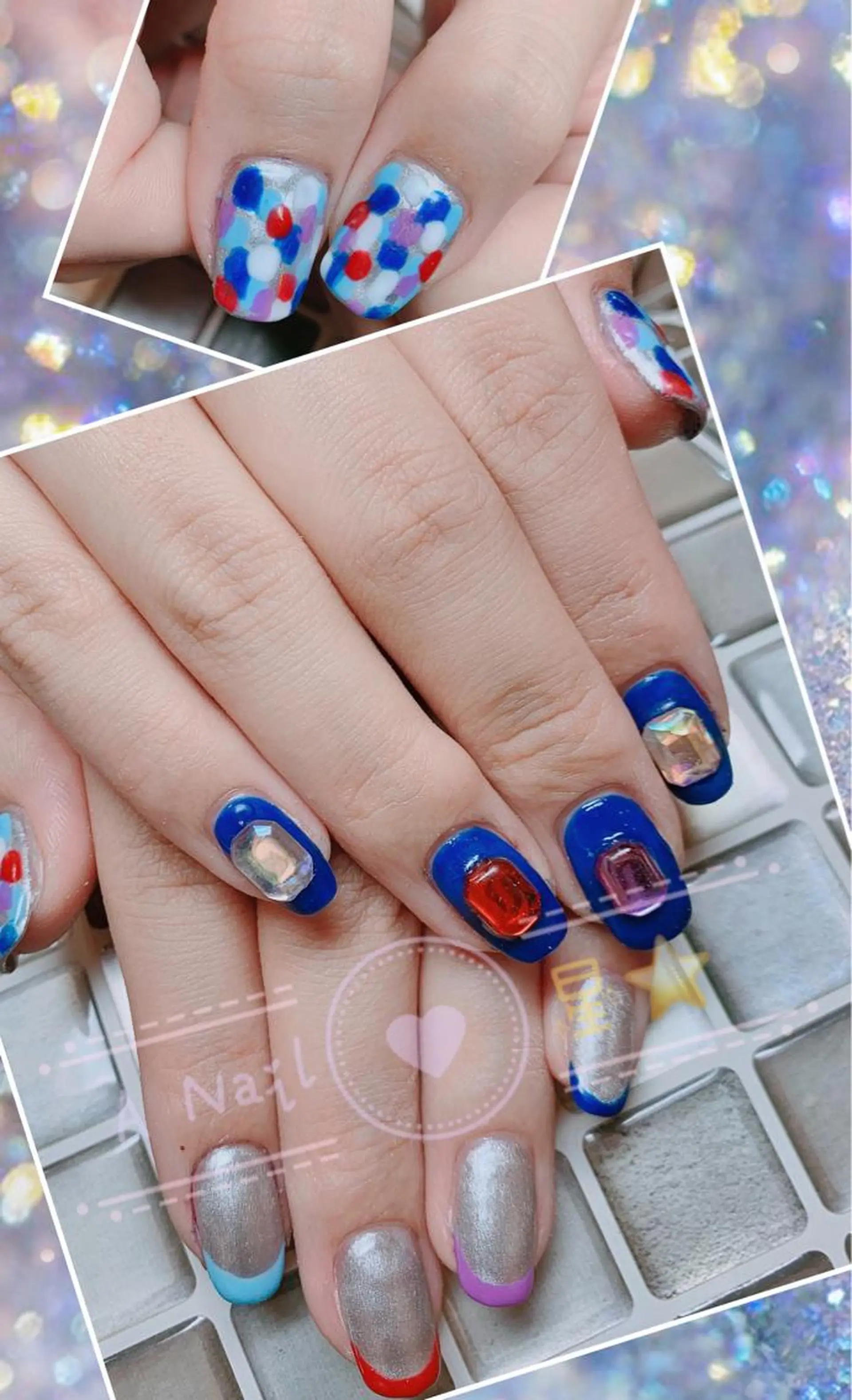 ネイル ストーンネイル ハンドネイル AIRA  Eyelash&Nail所属・汐 xi.のネイルデザイン