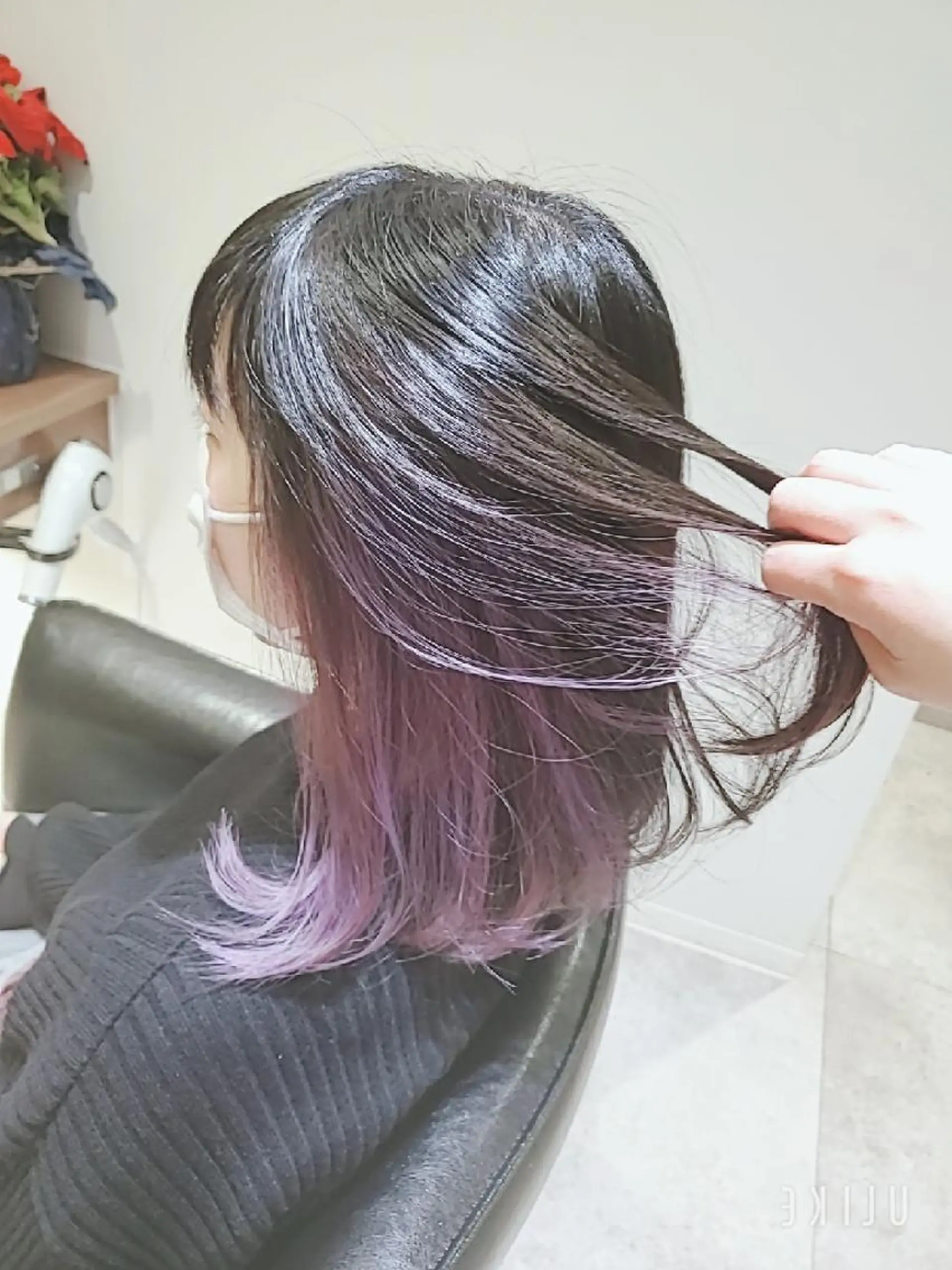 ミディアム カラー インナーカラー パープルカラー 💎カラー特化💎 長嶺文江💎のヘアスタイル