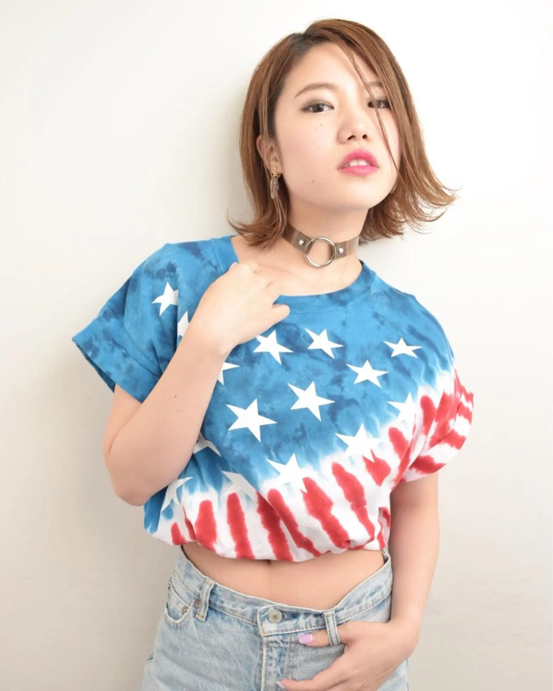 ミディアム カラー パーマ ヘアアレンジ グレージュ ボブ 外ハネヘア 高橋 隆一のヘアスタイル