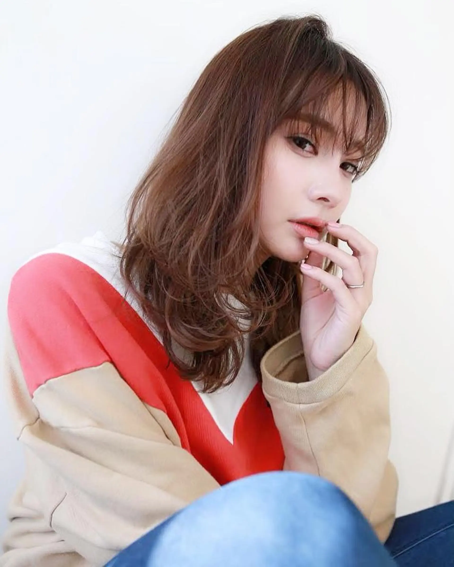 ミディアム カラー パーマ トップスタイリスト 藤原 純のヘアスタイル