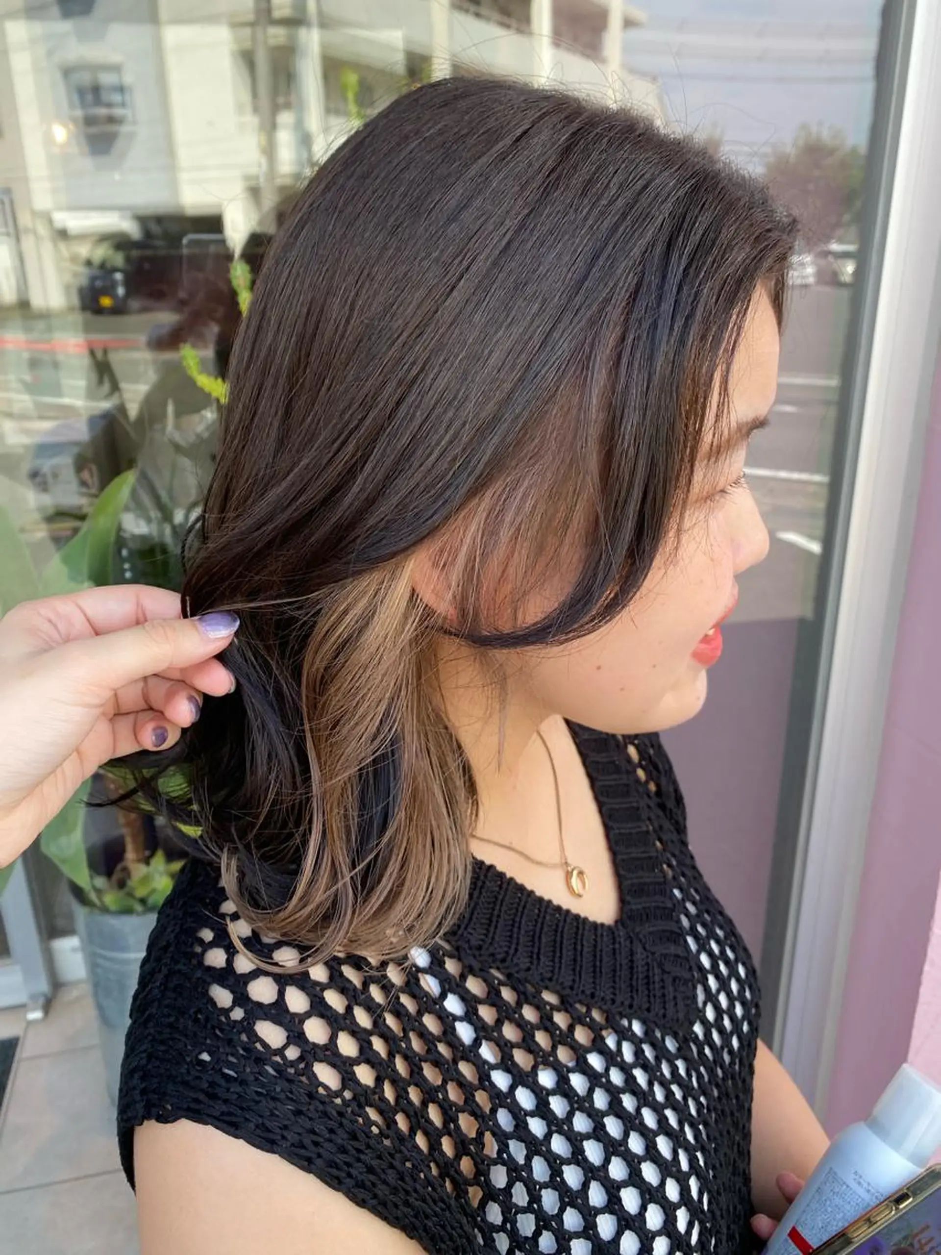 ミディアム カラー ベージュカラー 黒髪 ブルーカラー ブルーブラック デザインカラー 理想実現/ カラー特化🧸こころのヘアスタイル