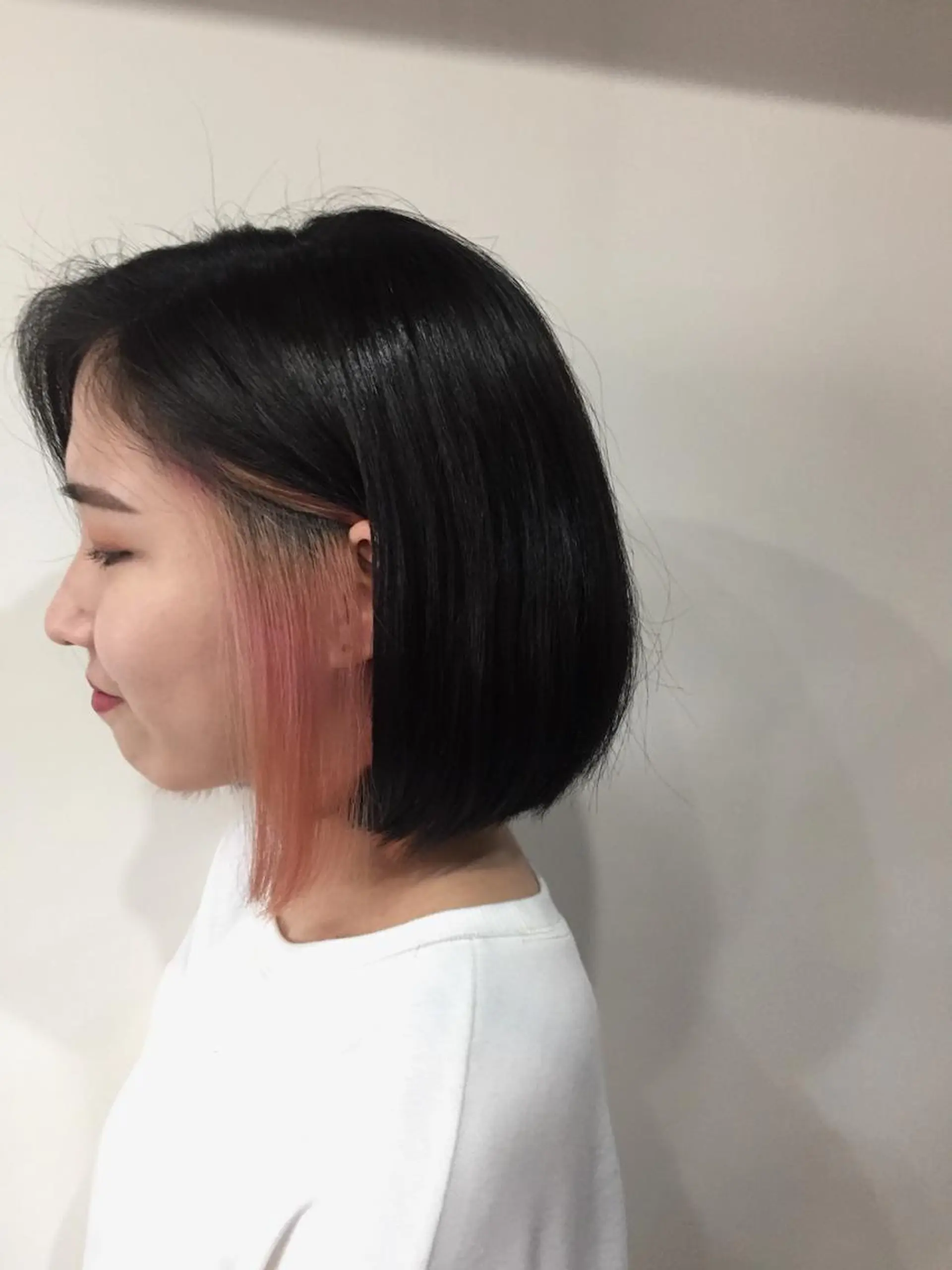 ミディアム カラー ピンクカラー 縮毛矯正 トリートメント ヘアセット カラー特化サロン大阪 ルービック江坂/新城のヘアスタイル