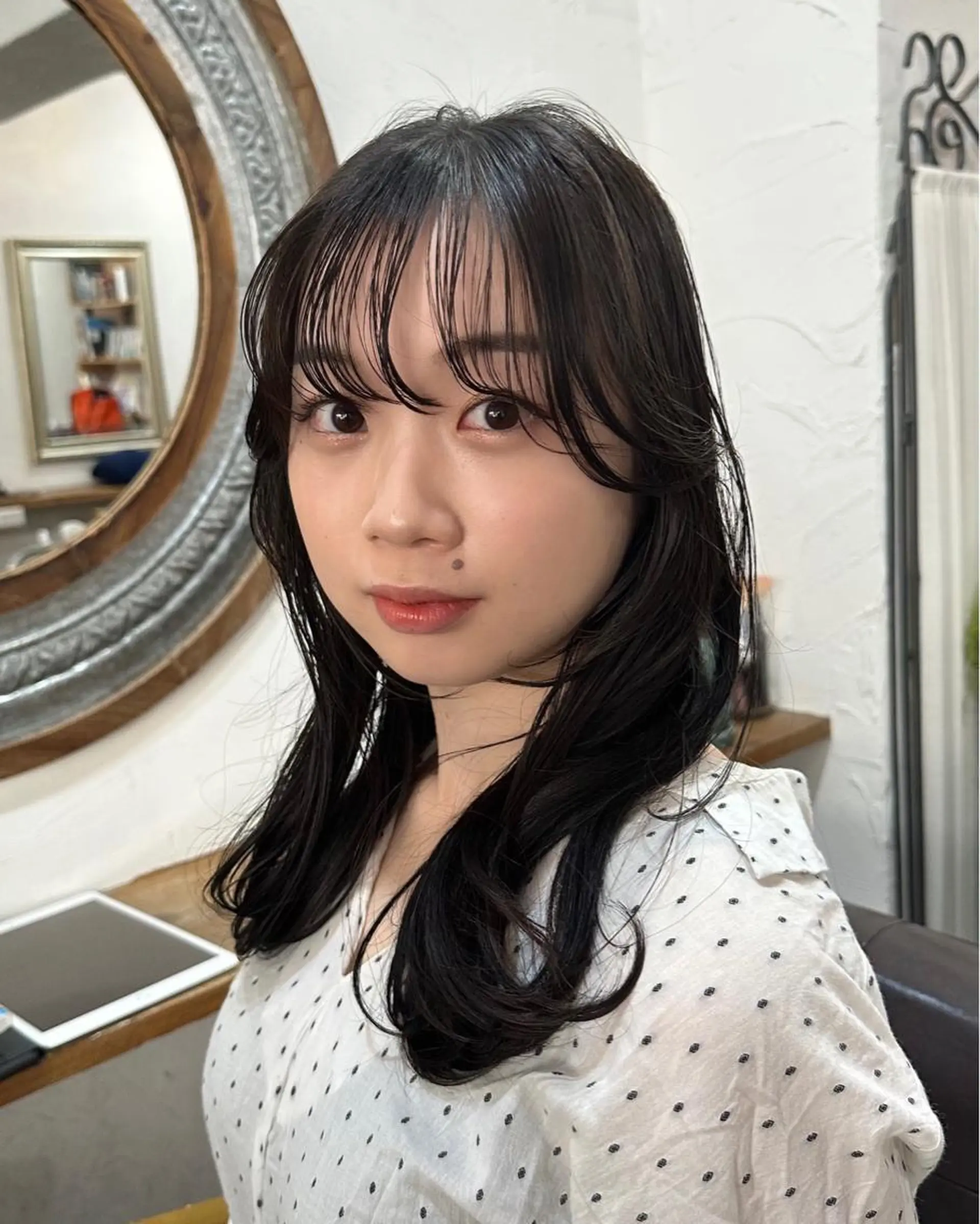 ロング カラー 切りっぱなしボブ ショートボブ バレイヤージュ ベージュカラー 黒髪 カット ヘアカラー トリートメント フリーランス所属・韓国ヘア レイヤー くびれヘアMATSUのヘアスタイル