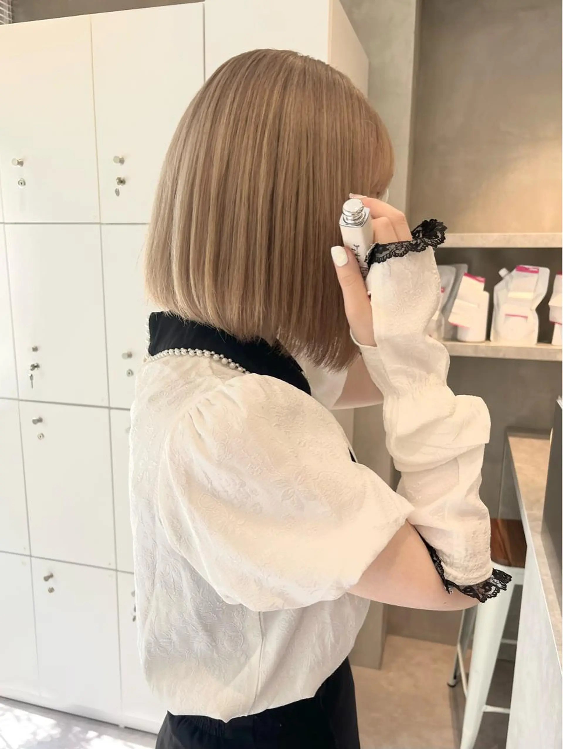 ミディアム カラー ベージュカラー ホワイトベージュ charer eye salon所属・マブチ キサラのマツエク・マツパデザイン