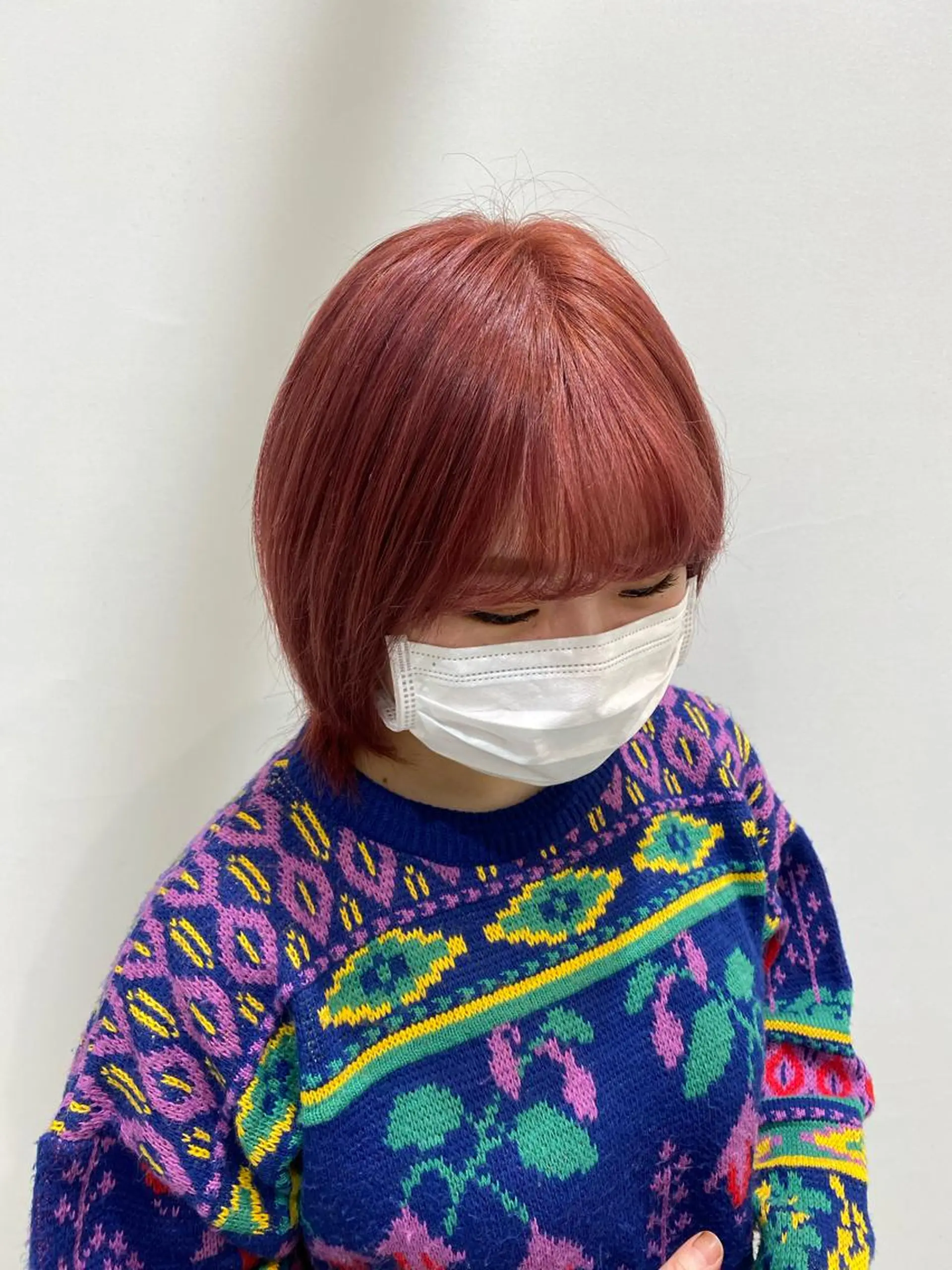 ミディアム カラー ピンクカラー レッドカラー 🌱メンズパーマ🌱 篠崎 はやとのヘアスタイル