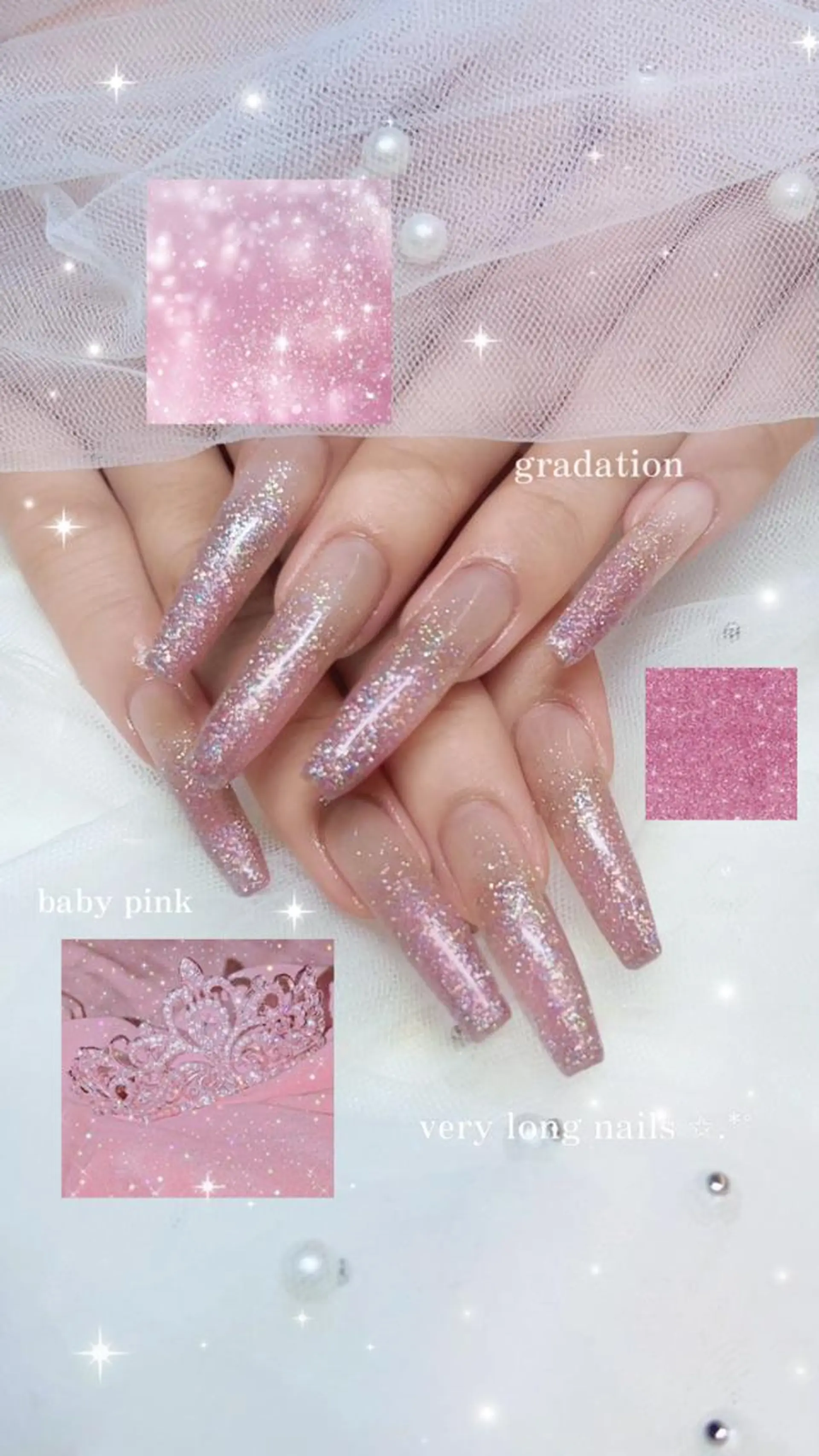 ネイル 長さ出し キラキラネイル ラメ(グリッター) ラメグラデーション 王道モテ/推しネイル 💫Maple清水のネイルデザイン