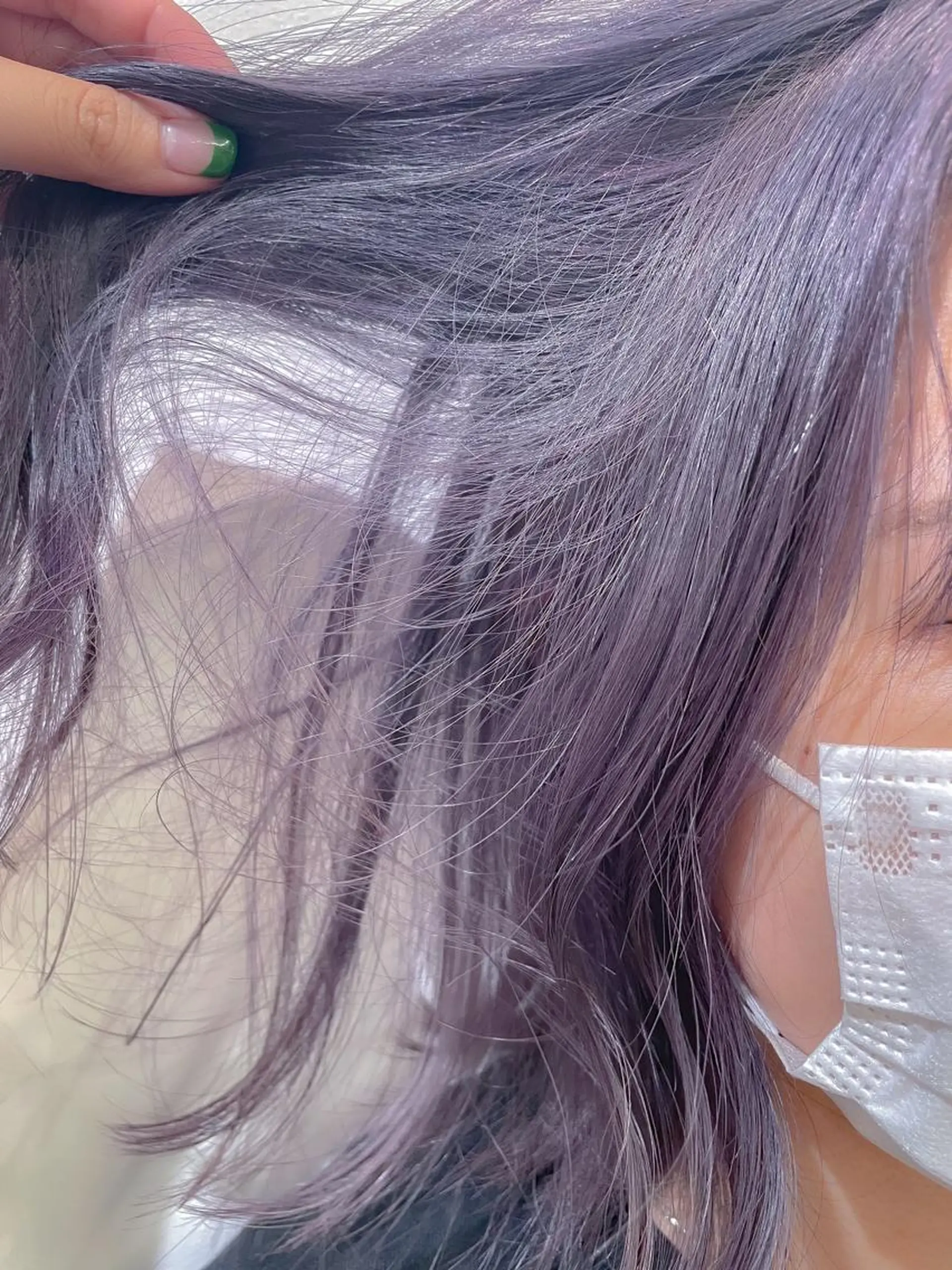 ミディアム カラー ヘアアレンジ ブリーチ ラベンダーカラー シルバー rii-🩰 トレンド韓国ヘアのヘアスタイル