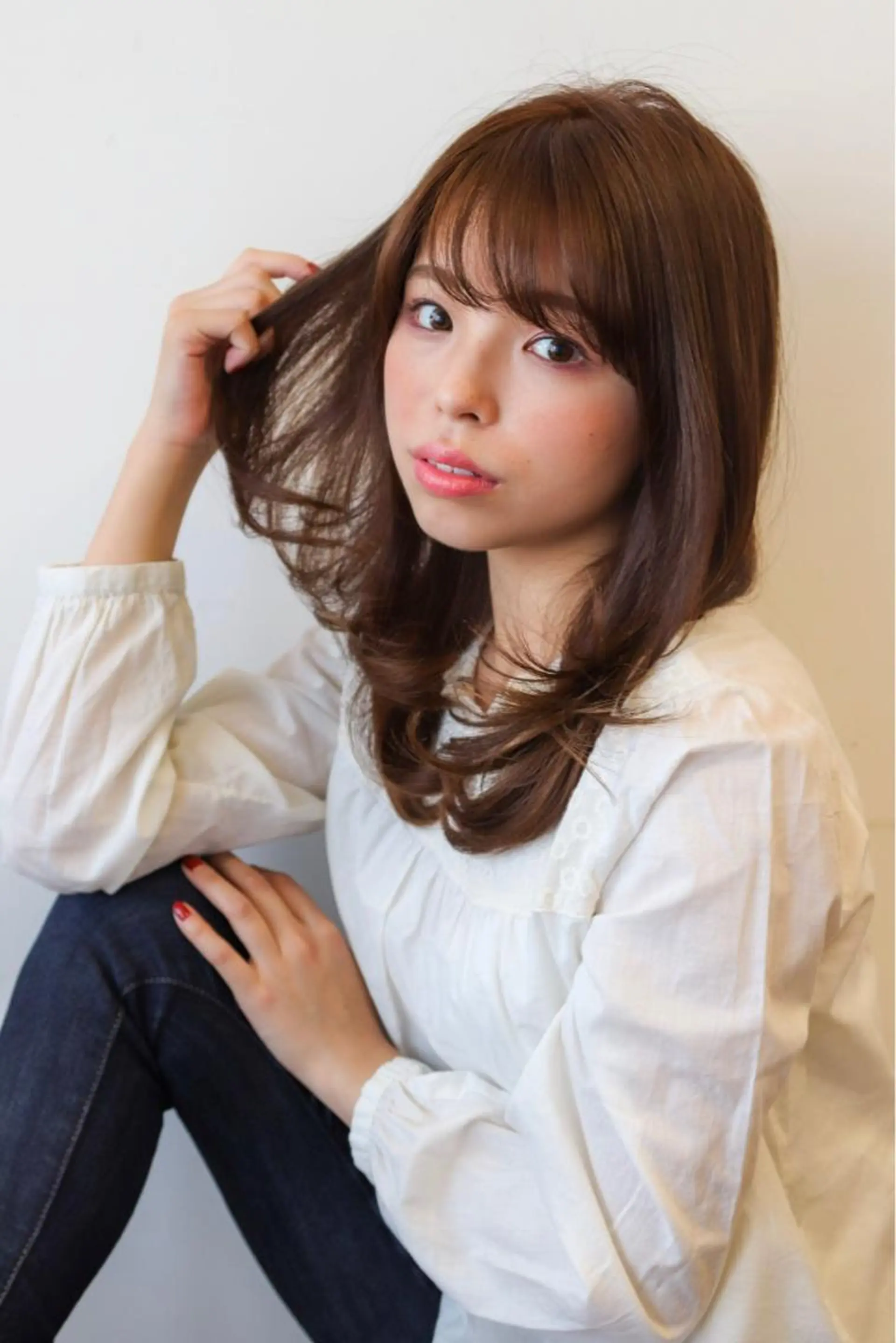 セミロング シールエクステ セミロングパーマ エクステ ハイライト 縮毛矯正 荒木 ユウのヘアスタイル