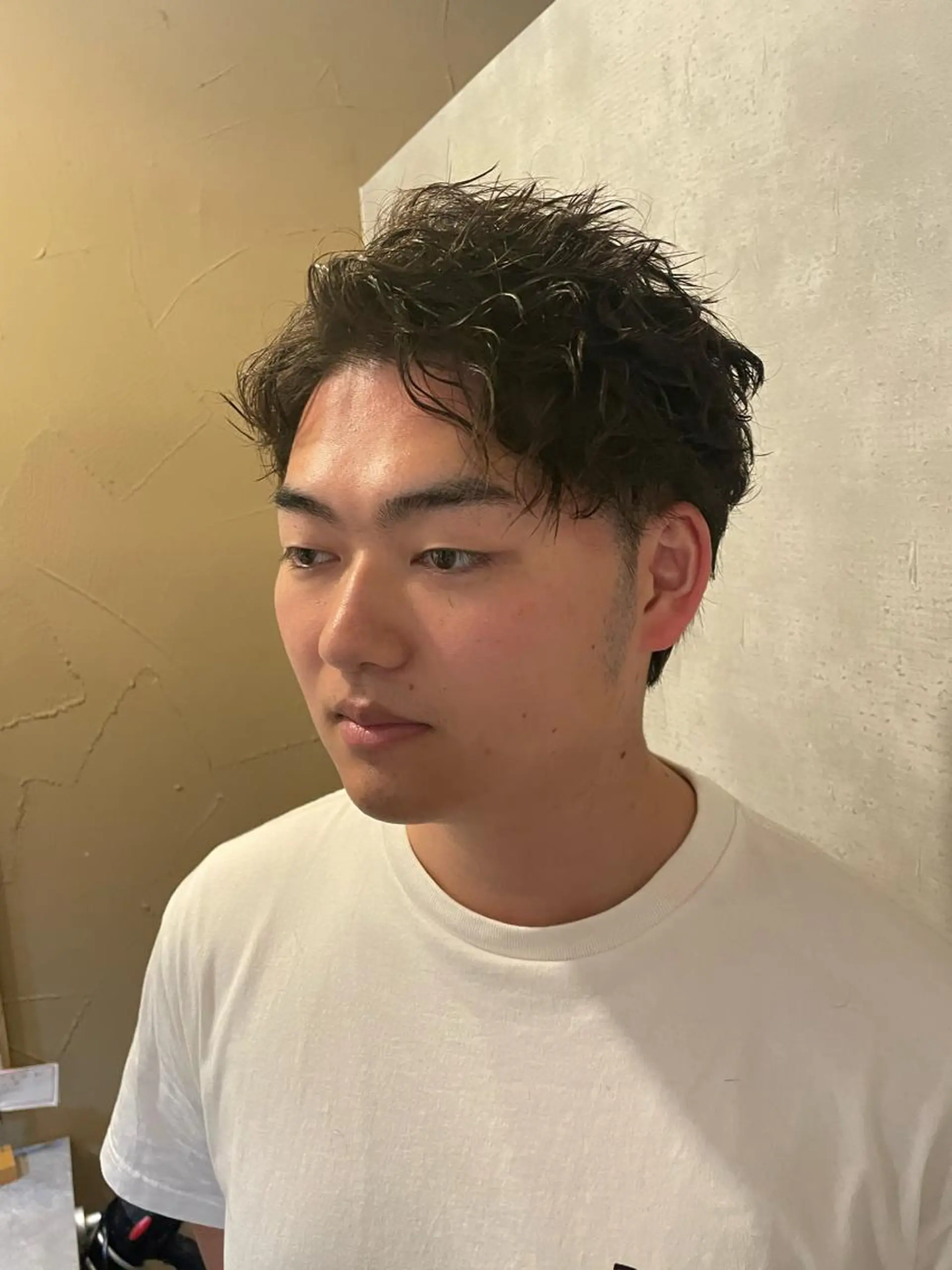 メンズ センターパート マッシュウルフ マッシュ メンズパーマ メンズショート カット パーマ ヘアセット フリーランスシェアサロンルレイル所属・心斎橋/メンズ /ルレイル/地形真希のヘアスタイル