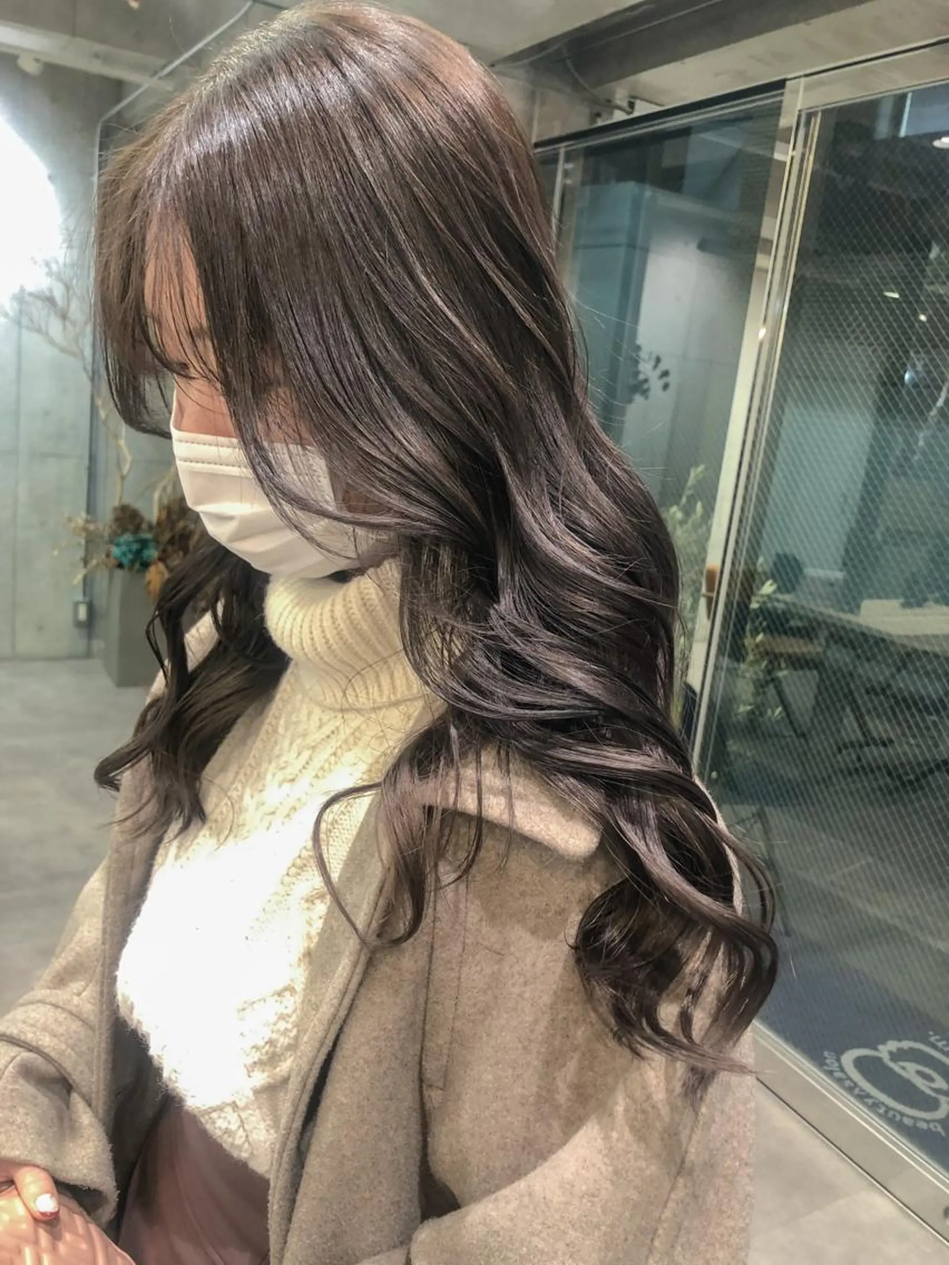 ロング カラー ヘアアレンジ グレージュ rii-🩰 トレンド韓国ヘアのヘアスタイル
