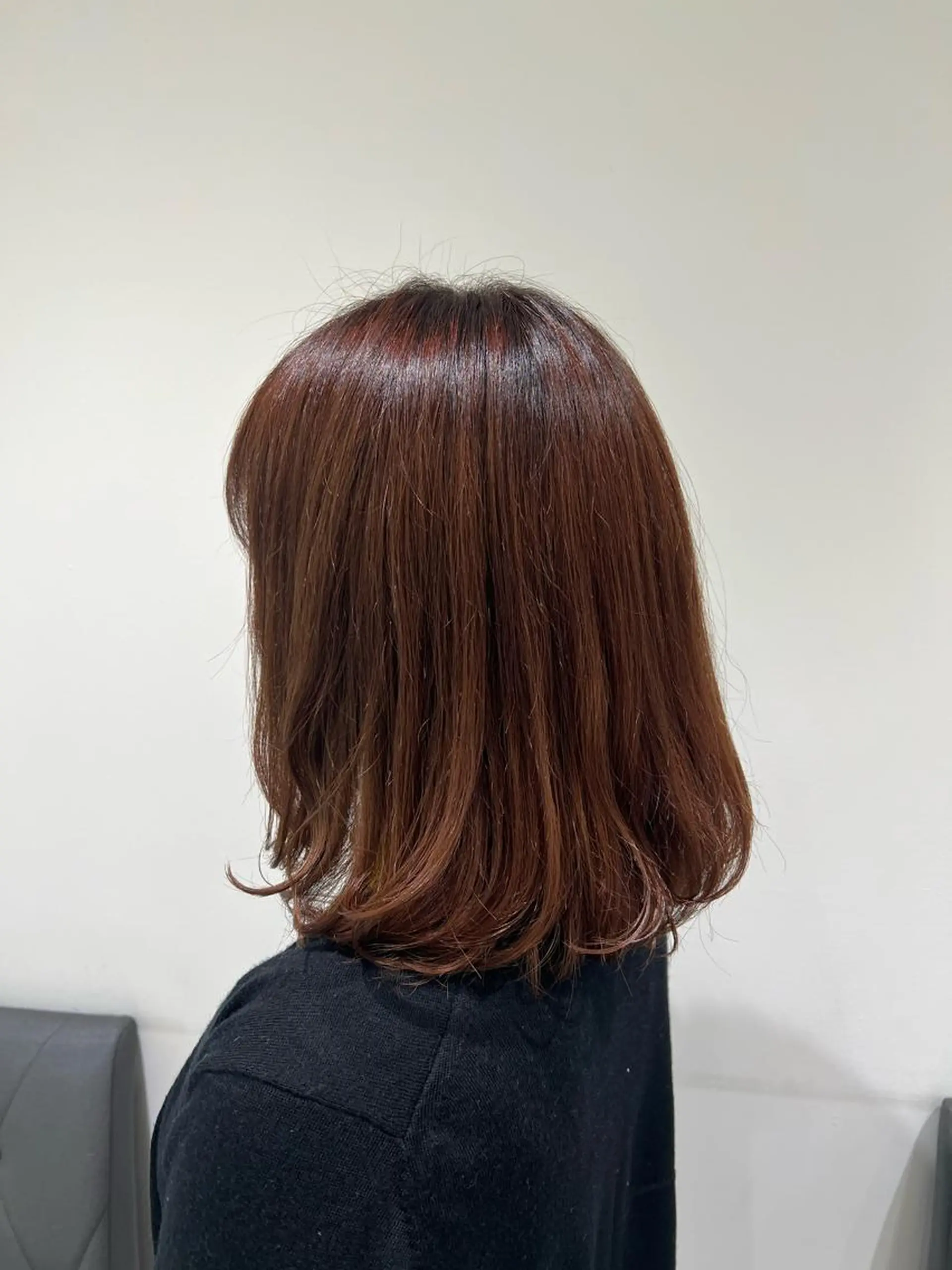 セミロング カラー ブリーチ ブラウンカラー ブリーチなしカラー オレンジ オレンジブラウン カット ヘアカラー トリートメント 【暖色カラー特化】 中山由梨のヘアスタイル