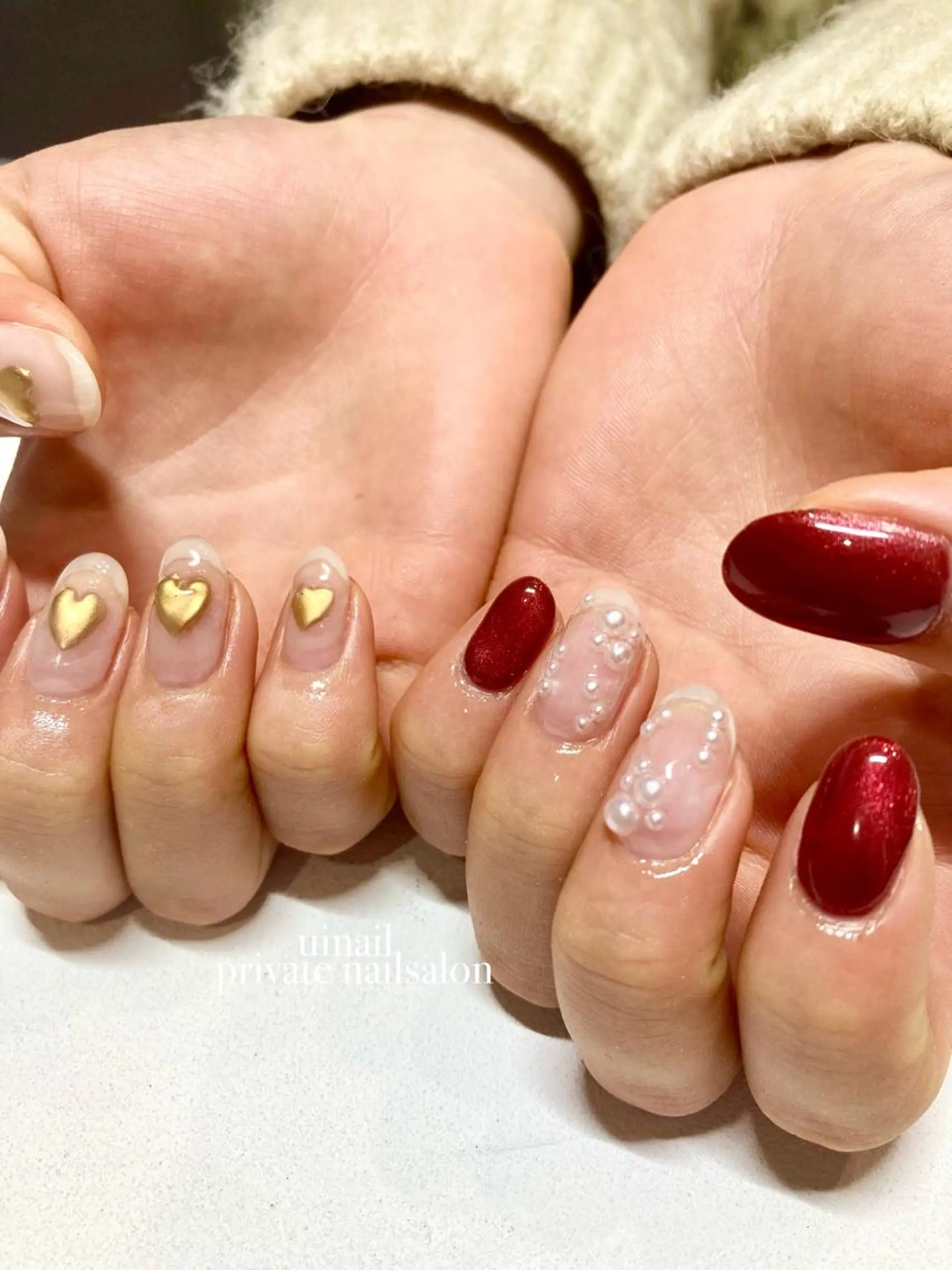 ネイル バレンタイン ハンドネイル uinail mariのネイルデザイン