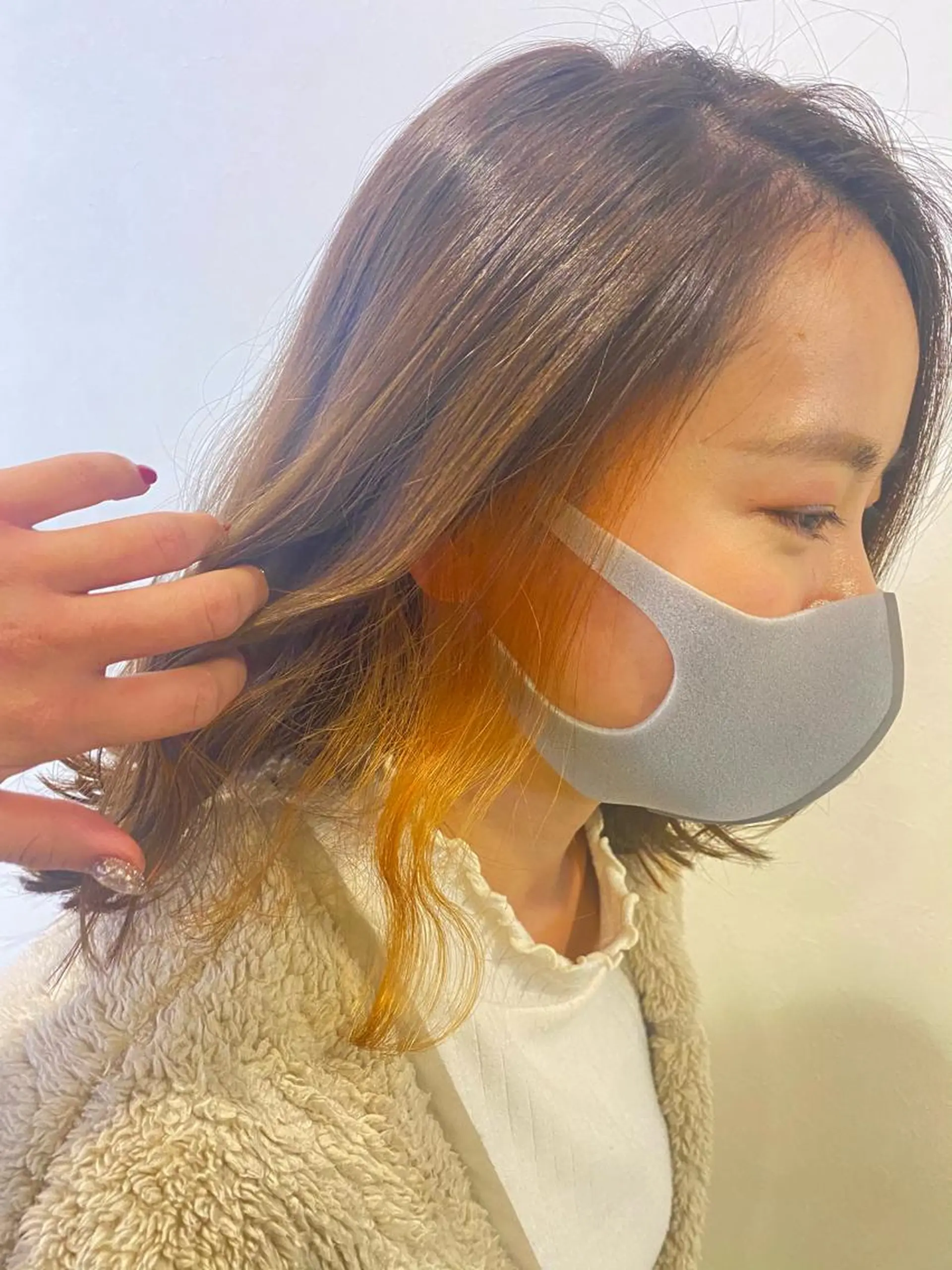 ミディアム カラー インナーカラー オレンジ aile TotalBeautySalon 生駒店所属・むらい ゆいのヘアスタイル