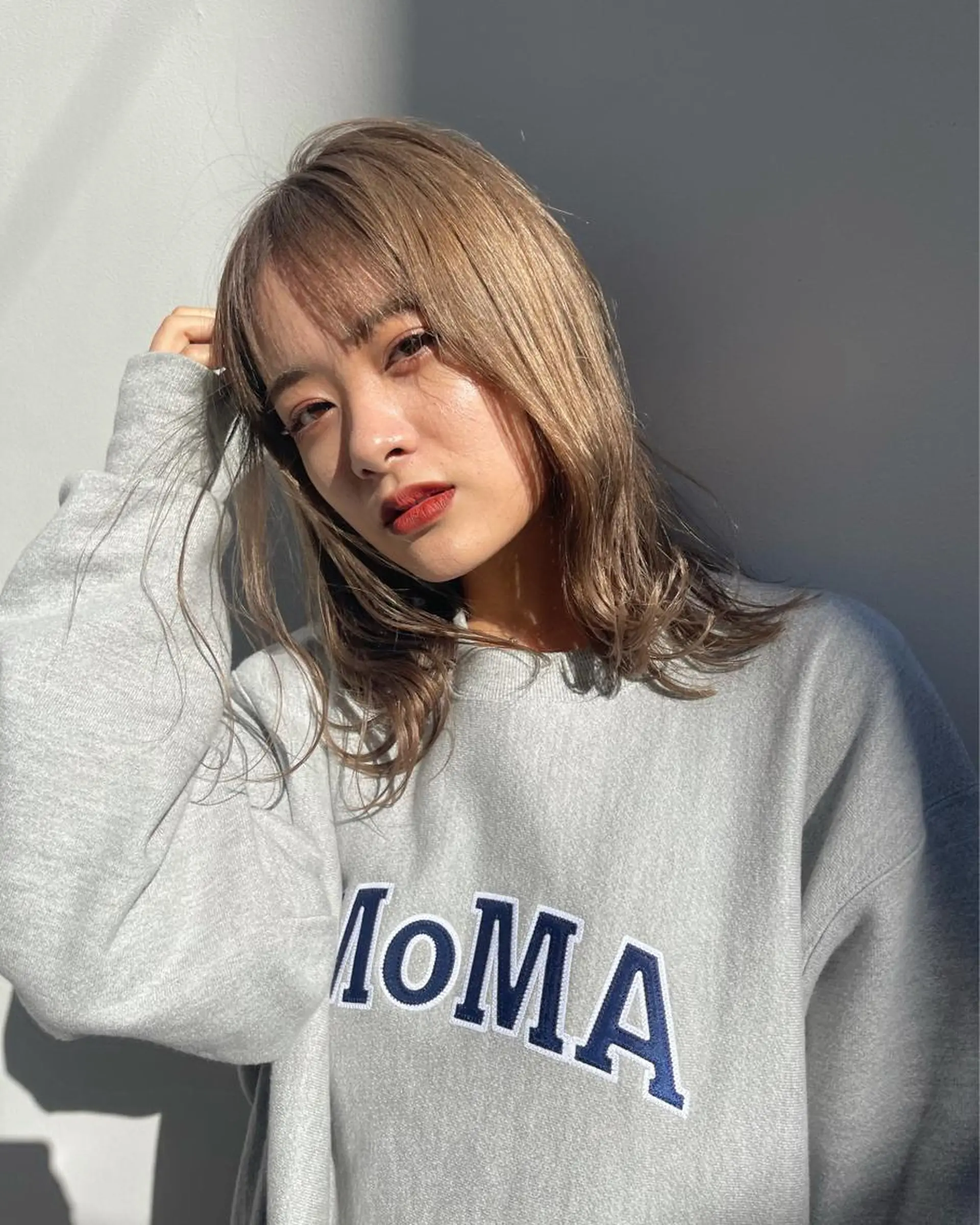 ミディアム カラー ヘアアレンジ ベージュカラー 透明感カラー 美容室sand 横浜のヘアスタイル