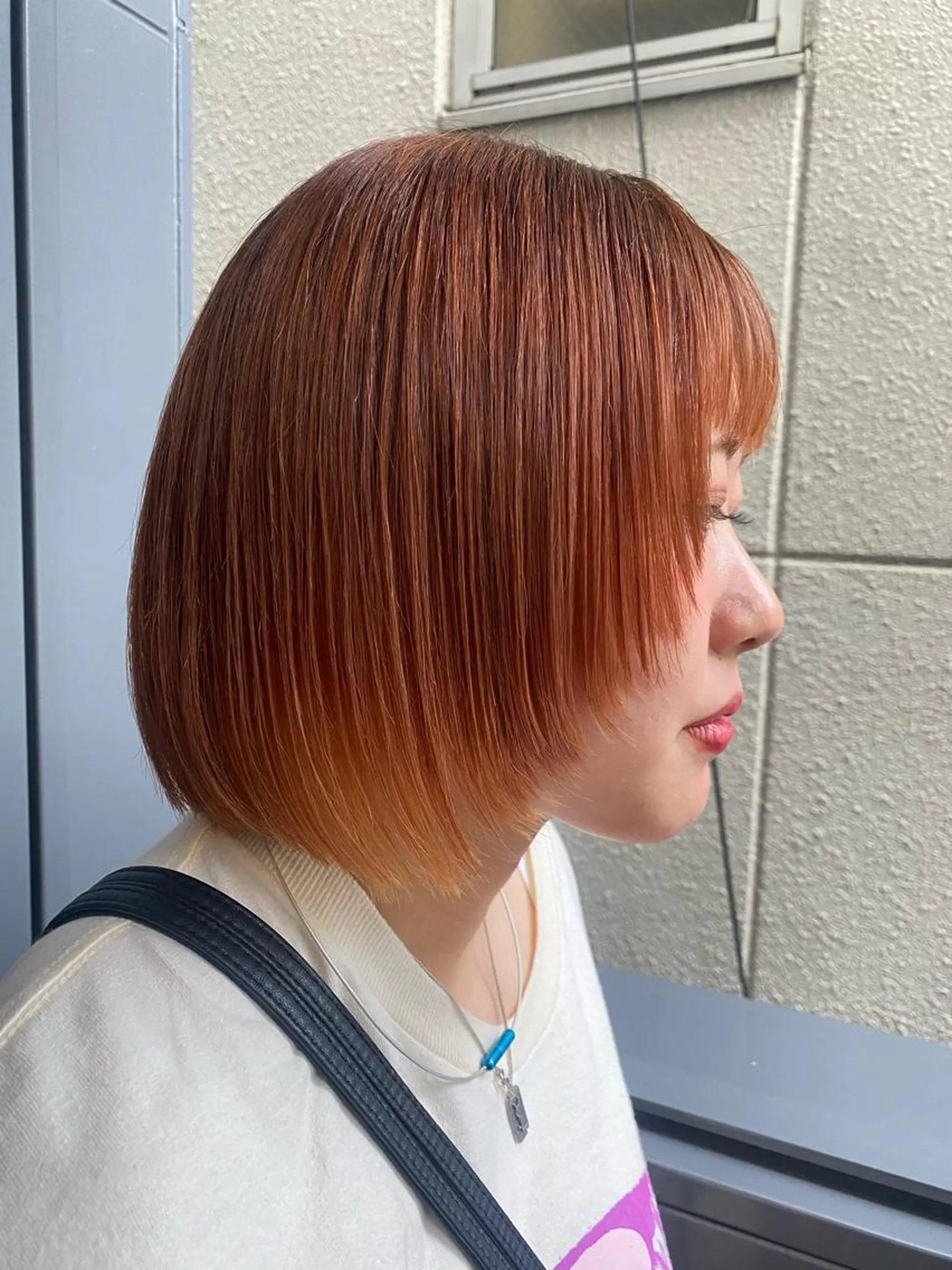 ショート カラー ハイトーンカラー オレンジ 顔まわりレイヤー 顔周りカット レイヤーカット カット ヘアカラー トリートメント hina💟 透明感カラーのヘアスタイル
