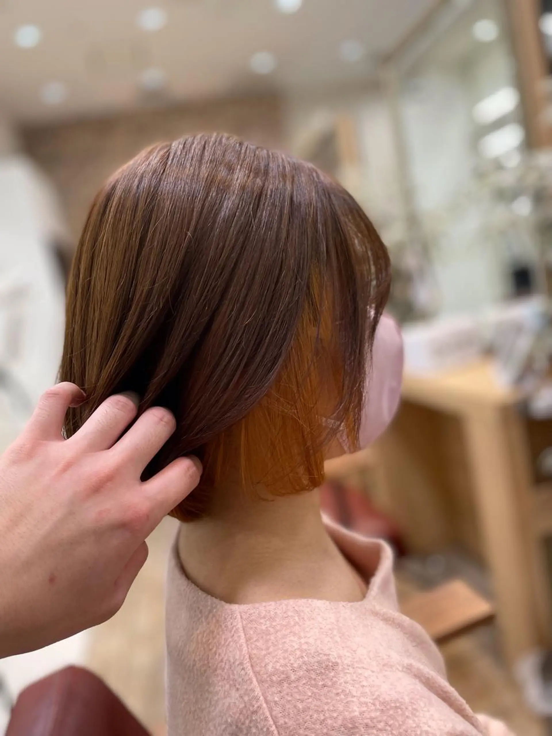 ショート カラー インナーカラー オレンジ 💫カットパーマ💫 伊原虎太郎のヘアスタイル