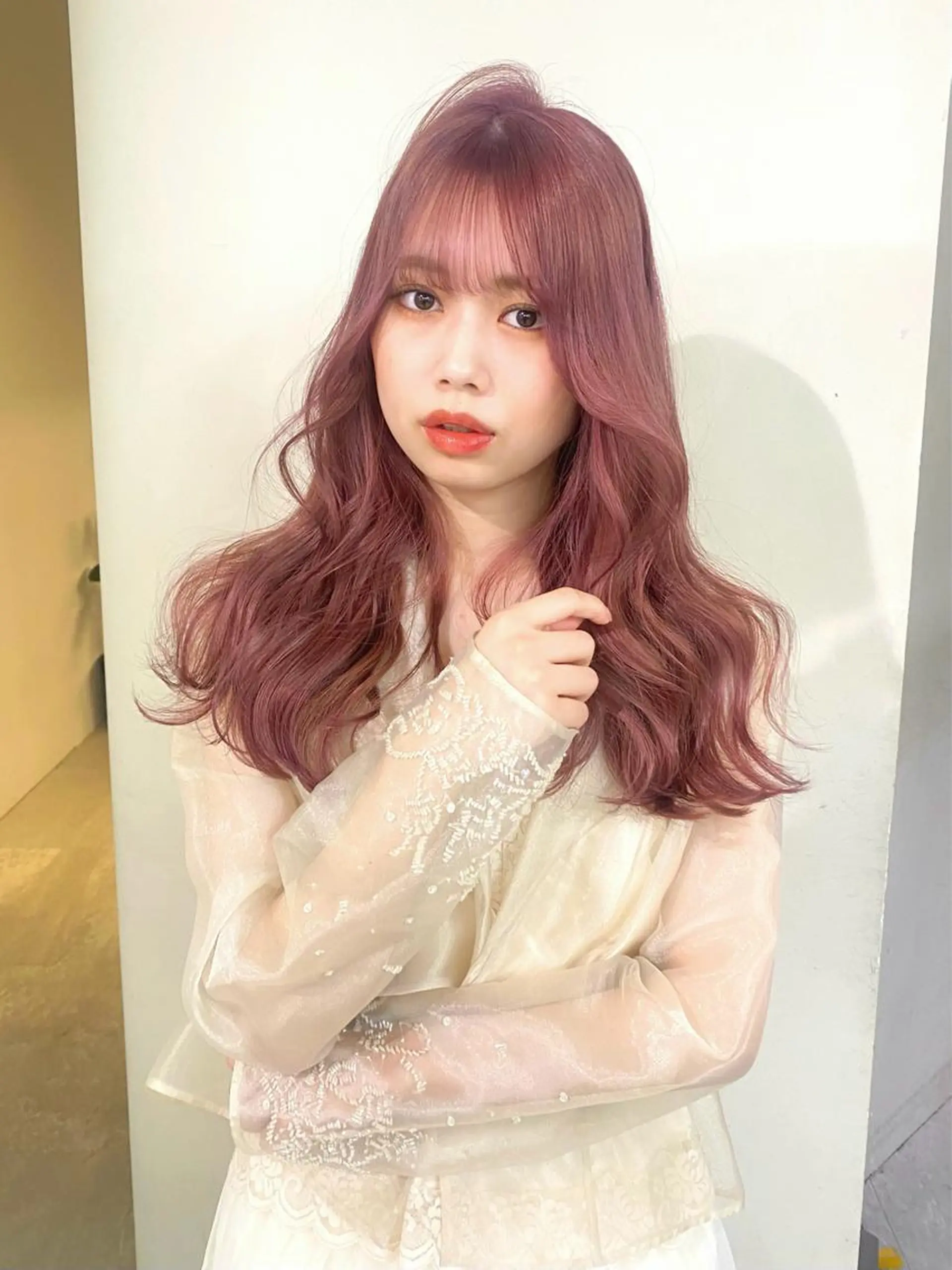 カラー ベージュカラー ブリーチ ピンクカラー ピンクベージュ カット ヘアカラー mizuki/ピンク ベージュ.レイヤーのヘアスタイル