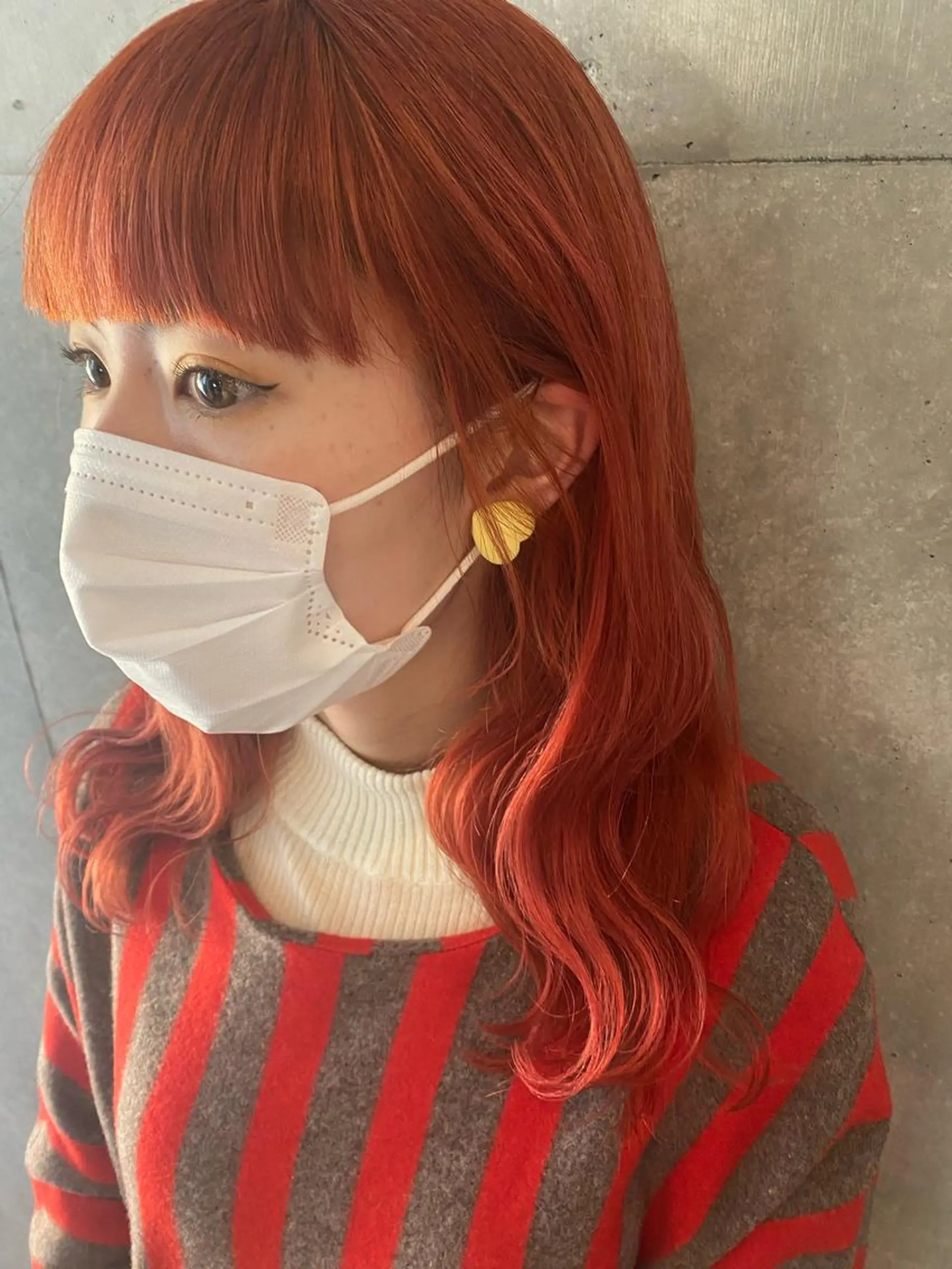 ロング カラー オレンジ ピンクカラー レッドカラー ヘアカラー トリートメント Yahiko ハイトーンのヘアスタイル