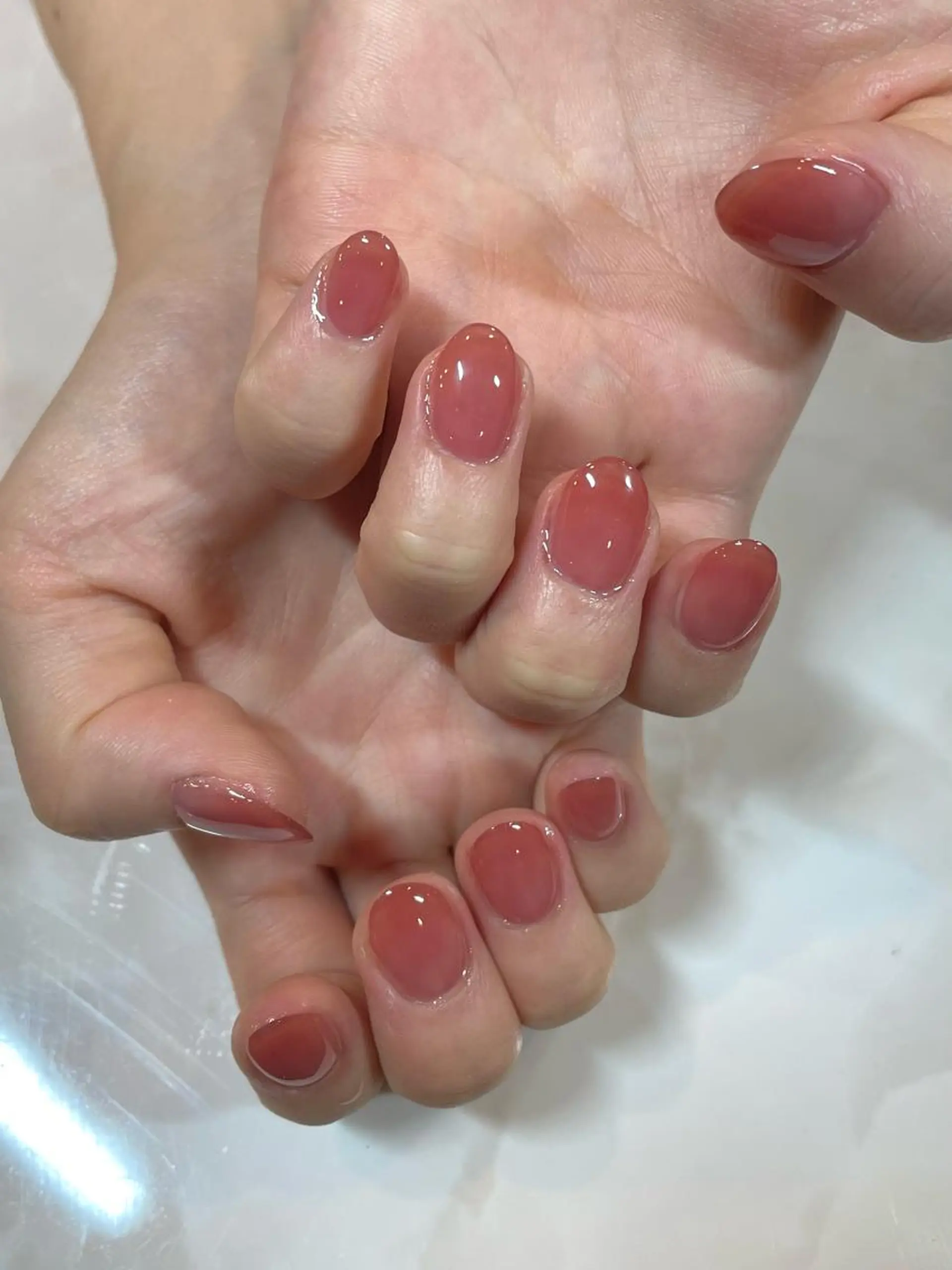 ネイル ジェルネイル ワンカラーネイル パラジェル ピンク 赤色 ハンドネイル PRIMO パラジェル/マツパのマツエク・マツパデザイン