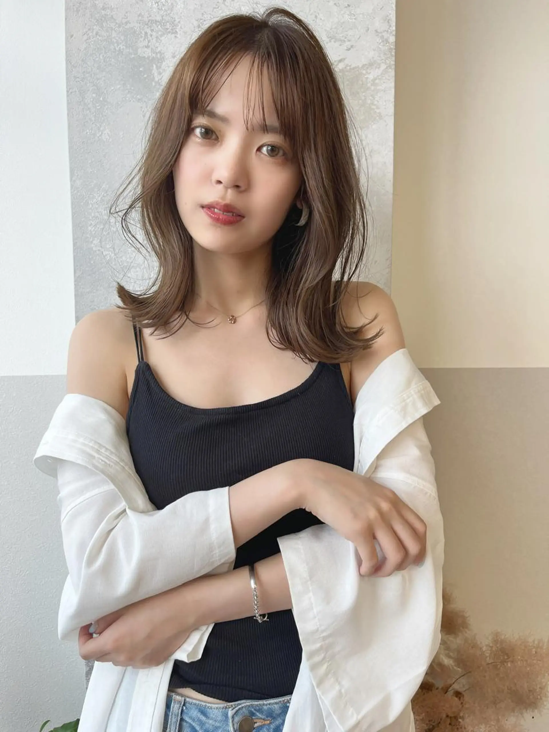 セミロング カラー くびれヘア ♡manami ♡のヘアスタイル