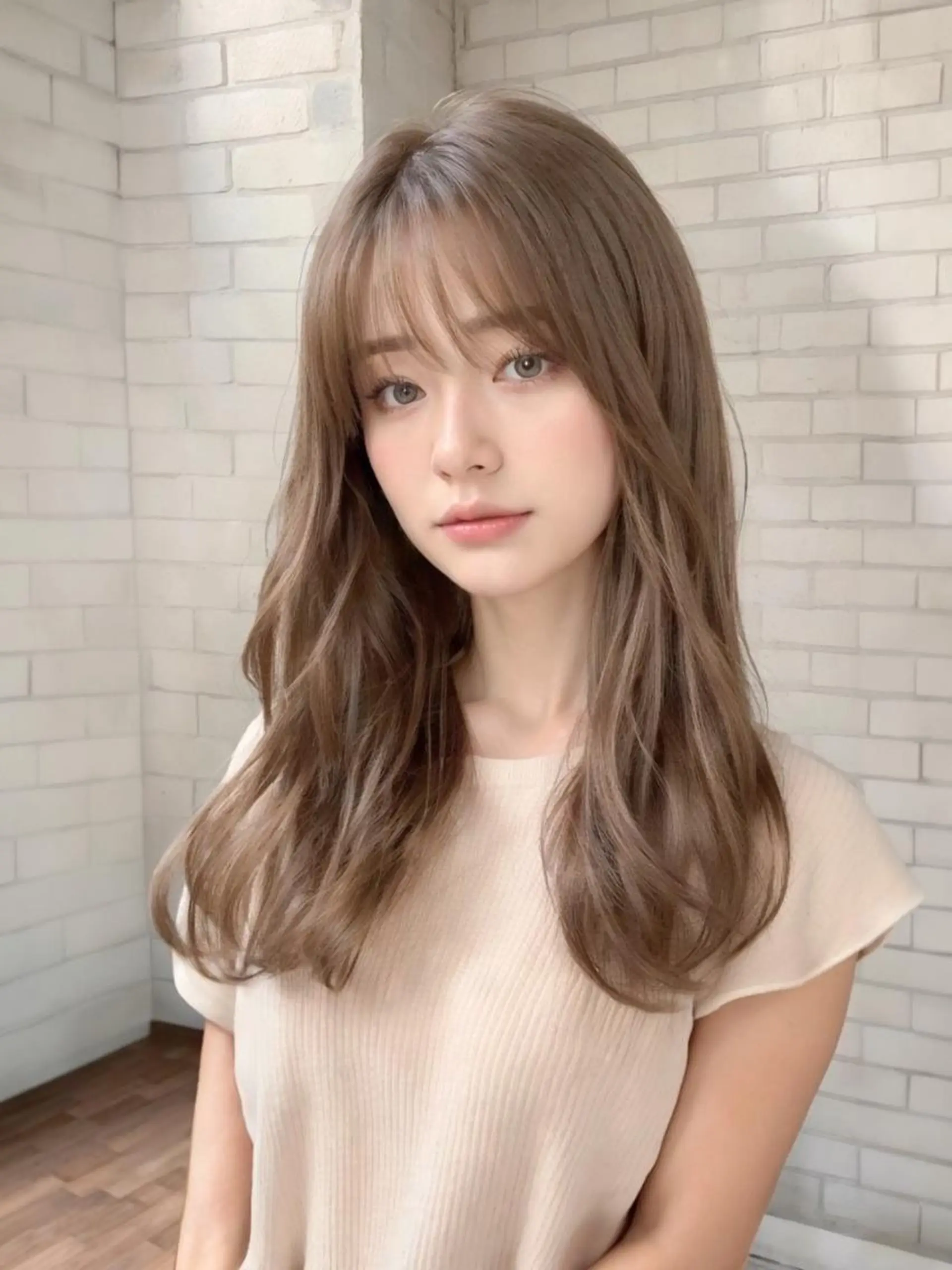 ロング アッシュ 髪質改善 韓国風ヘア ヘアカラー トリートメント 公式 Ease by amble luxeのヘアスタイル