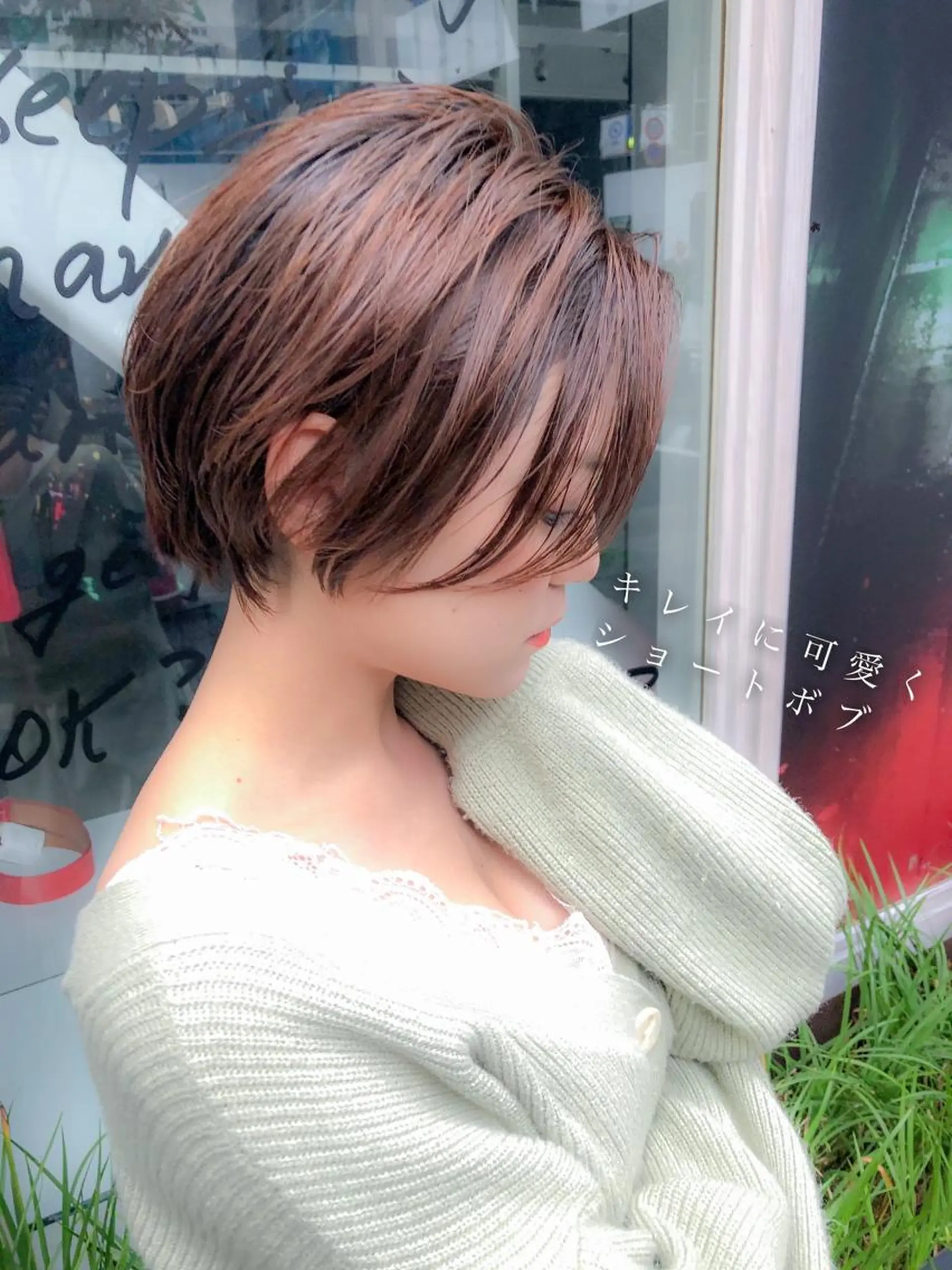 ショート カラー ウルフレイヤー&ボブ ✨透明感ベージュ中野のヘアスタイル