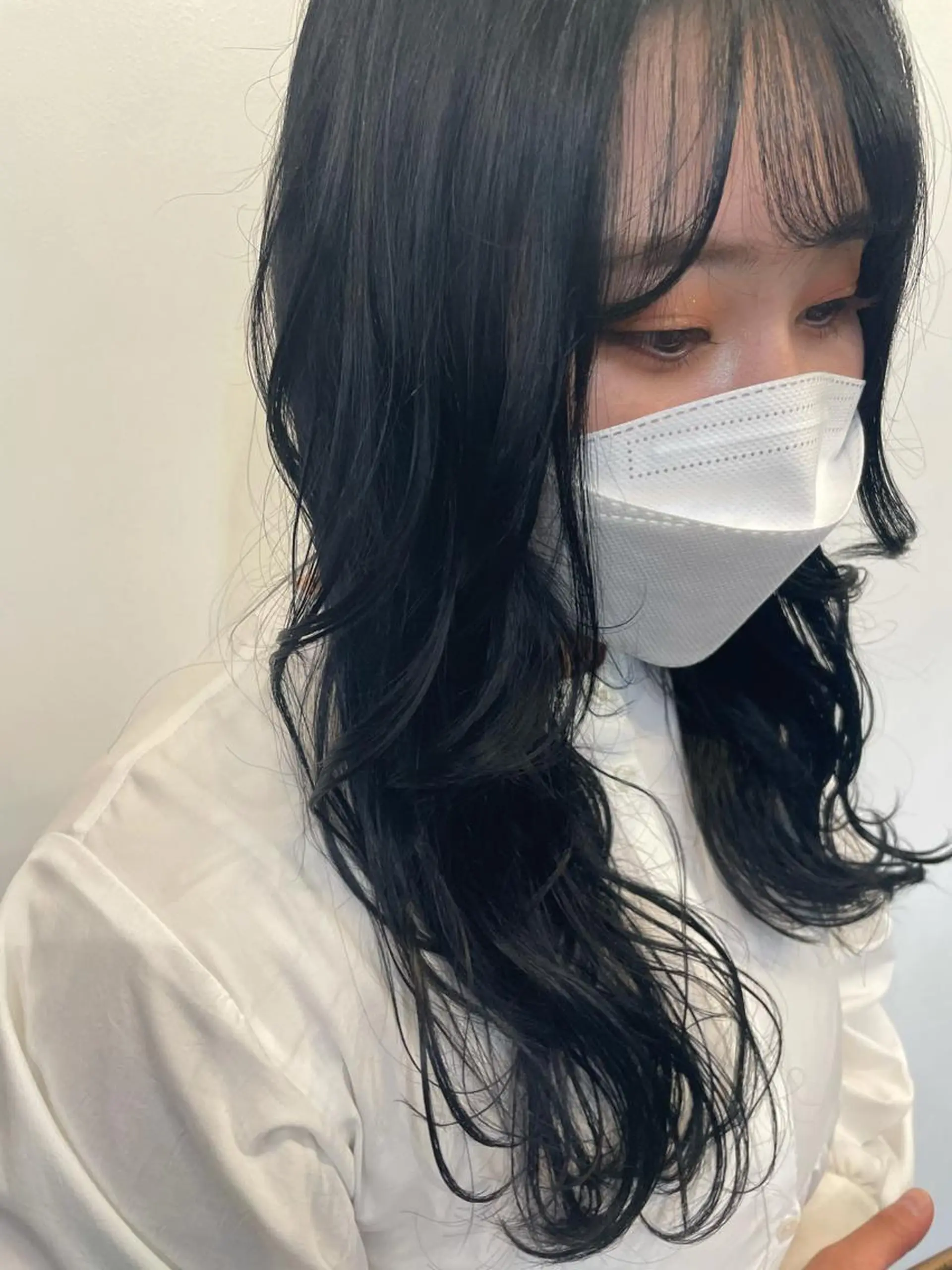 ロング カラー 黒髪 ブルーカラー ブルーブラック 🦄垢抜けボブ特化× 暖色カラー未来🦄のヘアスタイル