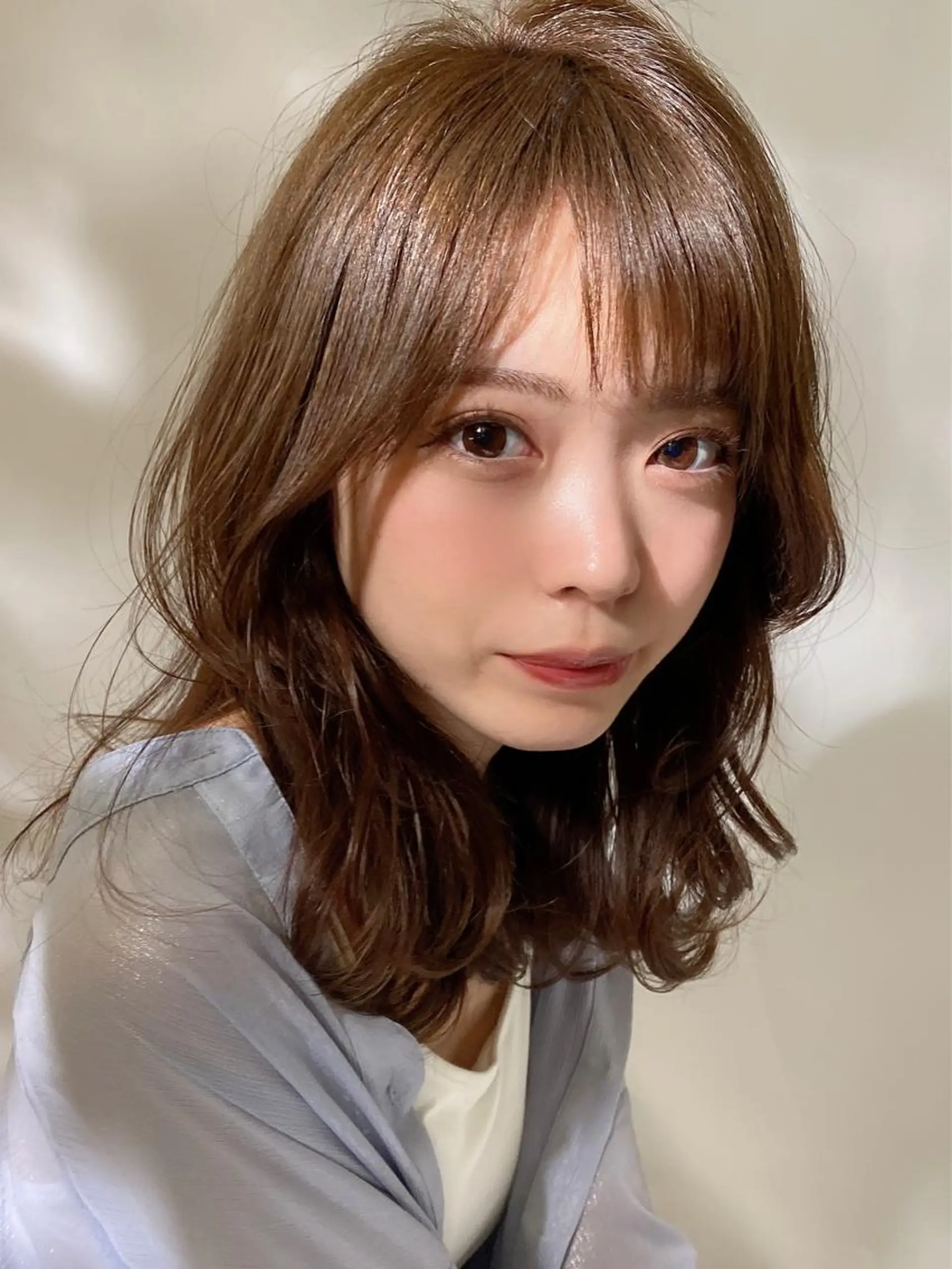 ミディアム カット ヘアカラー トリートメント 🧡くびれヘア/前髪 顔周り🧡久原結衣のヘアスタイル