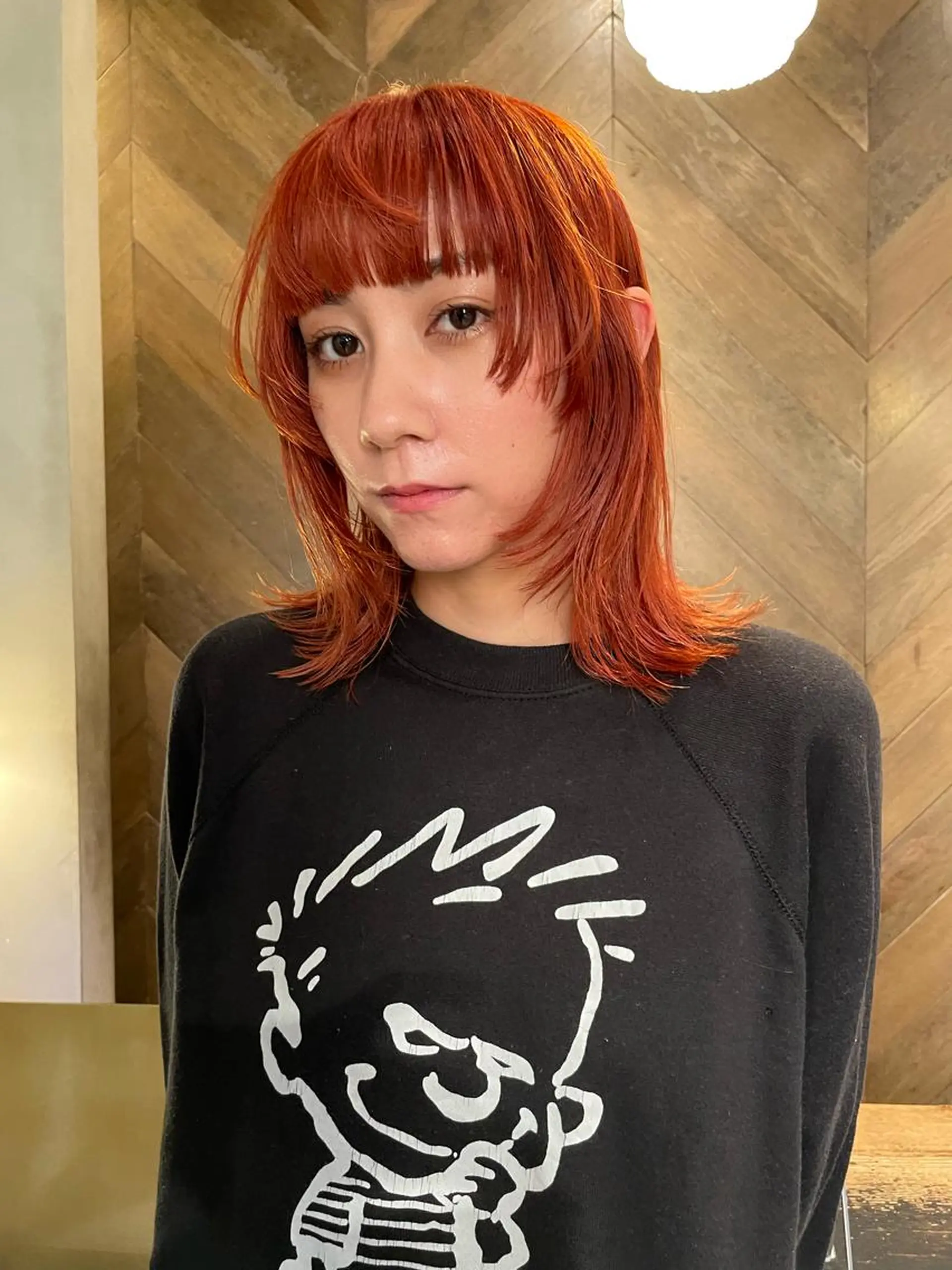 ミディアム カラー オレンジ レイヤーカット カット ヘアカラー トリートメント SALOWIN所属・ブリーチ✨ ボブ✨レイヤーのヘアスタイル