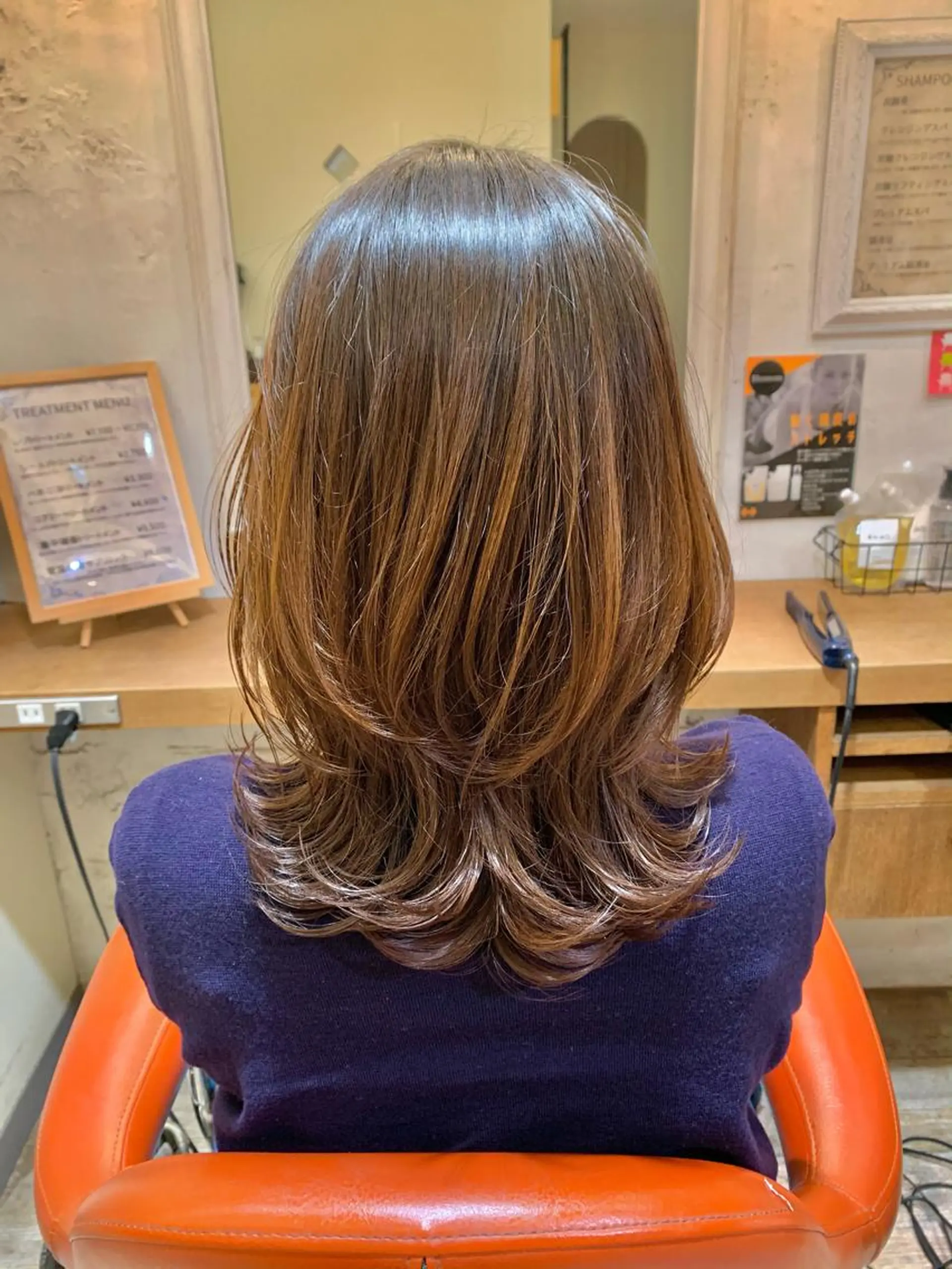ミディアム くびれヘア ハイライト 髪質改善 レイヤーカット カット ひばりヶ丘美容室 ✂︎藤原珠輝✂︎のヘアスタイル