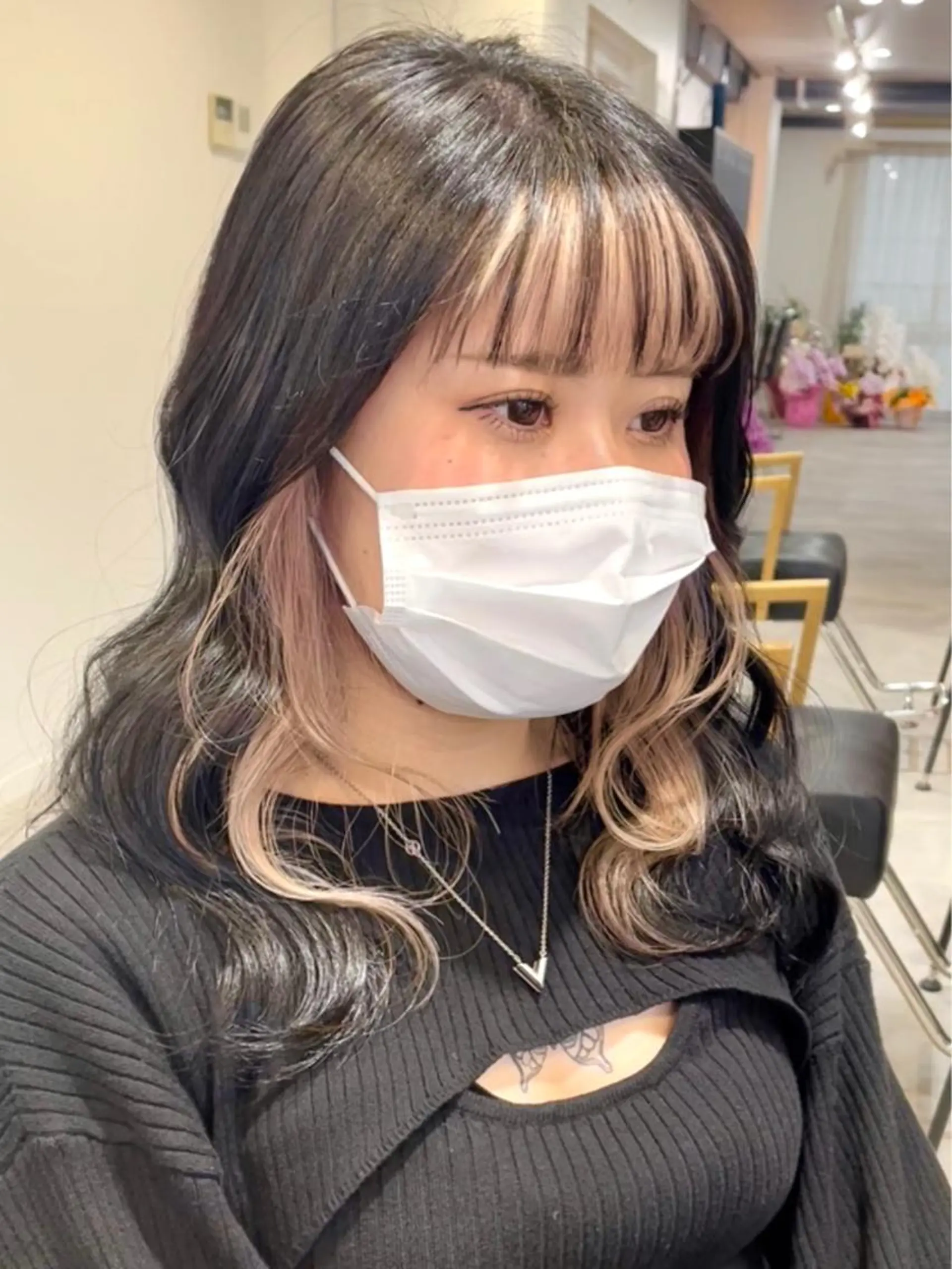 カラー ヘアカラー トリートメント ハイトーンイヤリング カラー清水隆央のヘアスタイル