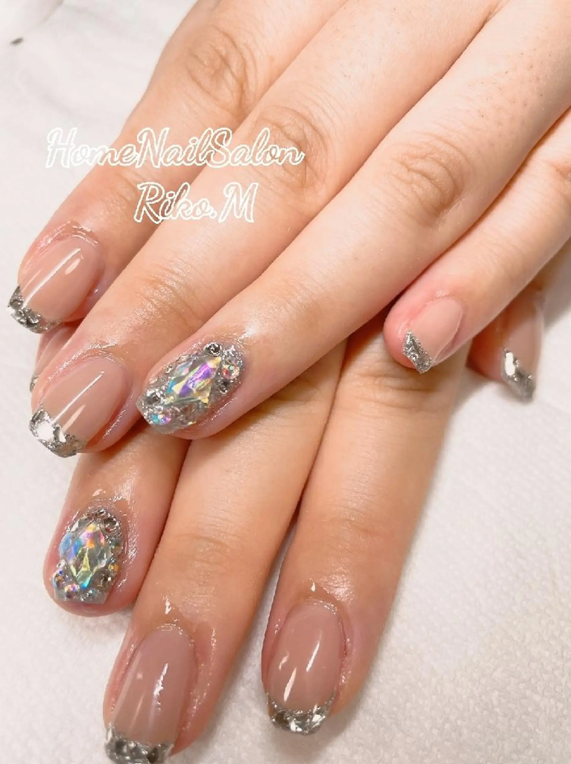 ネイル フレンチネイル ガラスフレンチ ブライダルネイル ハンドネイル nailsalon Riko.Mのネイルデザイン