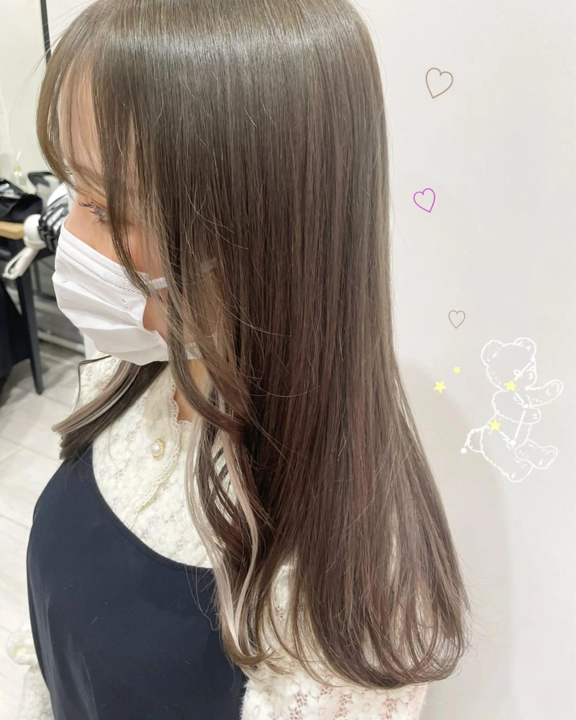 セミロング カラー ベージュカラー オリーブベージュ エクステ EMANON新宿東口所属・新宿駅近♡ ♡個室♡三都季🌜のヘアスタイル