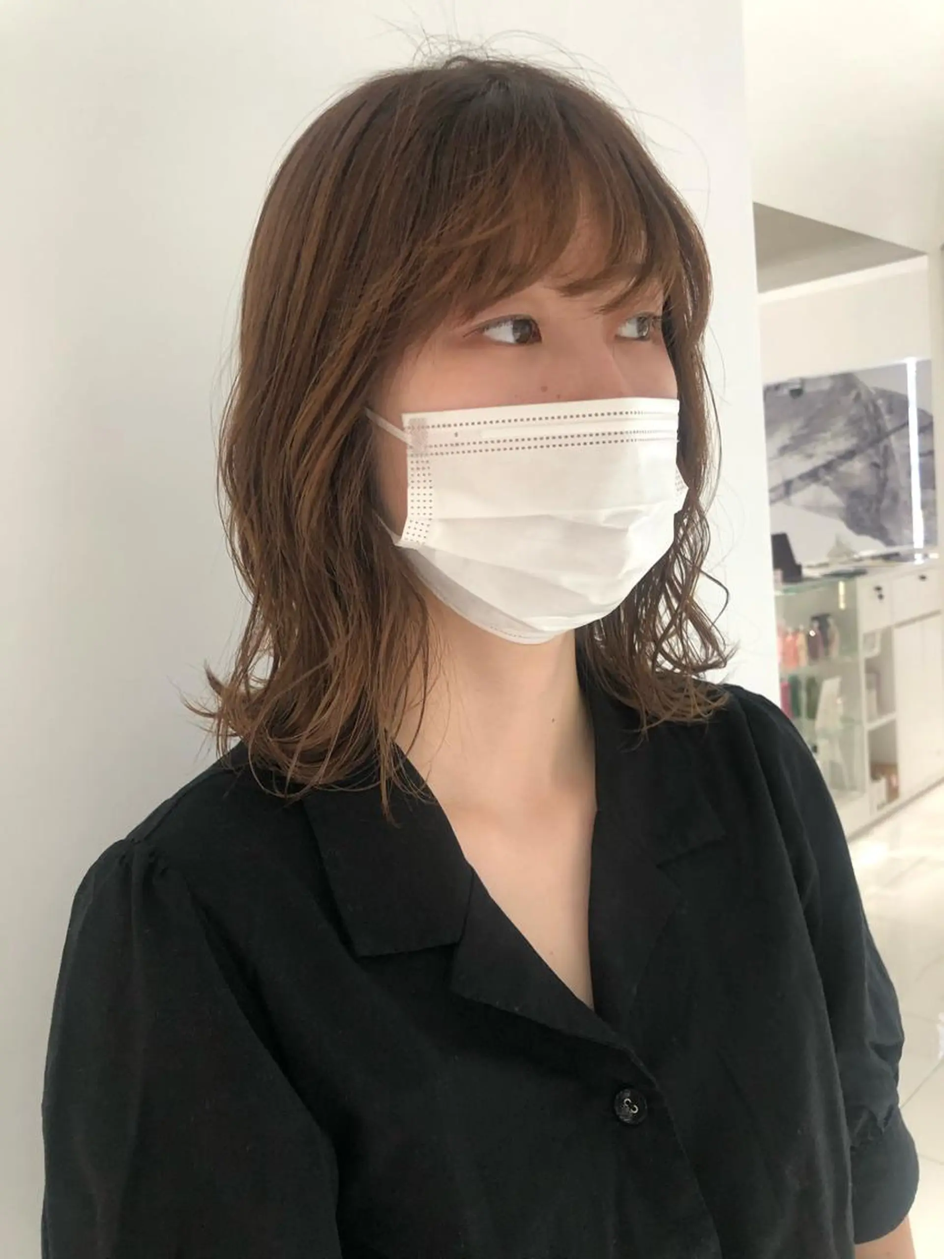 ミディアム カラー ブラウンカラー 古屋 花織のヘアスタイル