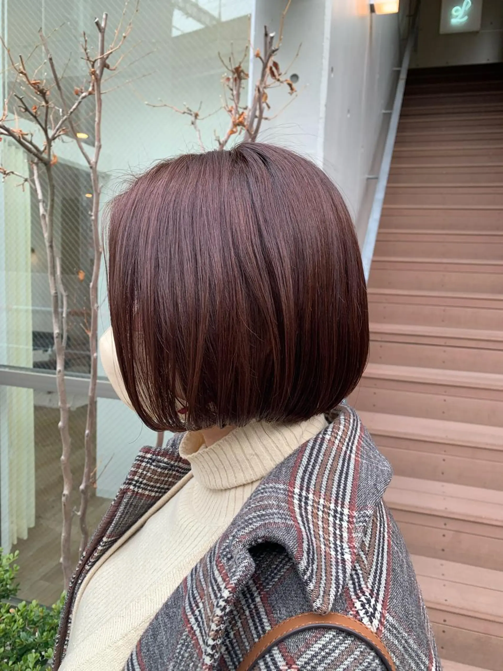ミディアム ボブ カット ヘアカラー トリートメント 森山 佳小里 /暖色カラーのヘアスタイル