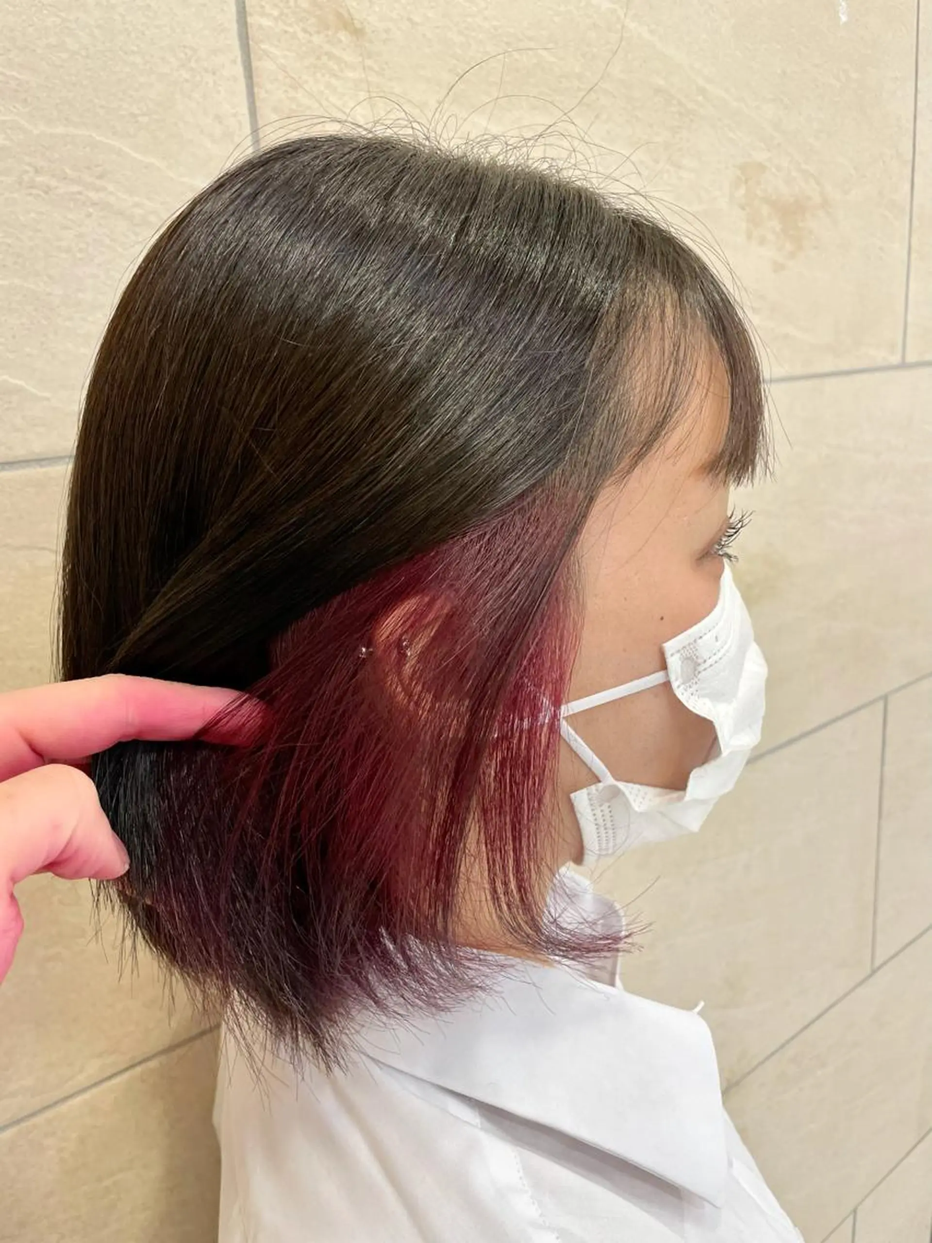 カラー インナーカラー ピンクカラー ローズカラー ボブ/ショート/ パーマ/shinのヘアスタイル