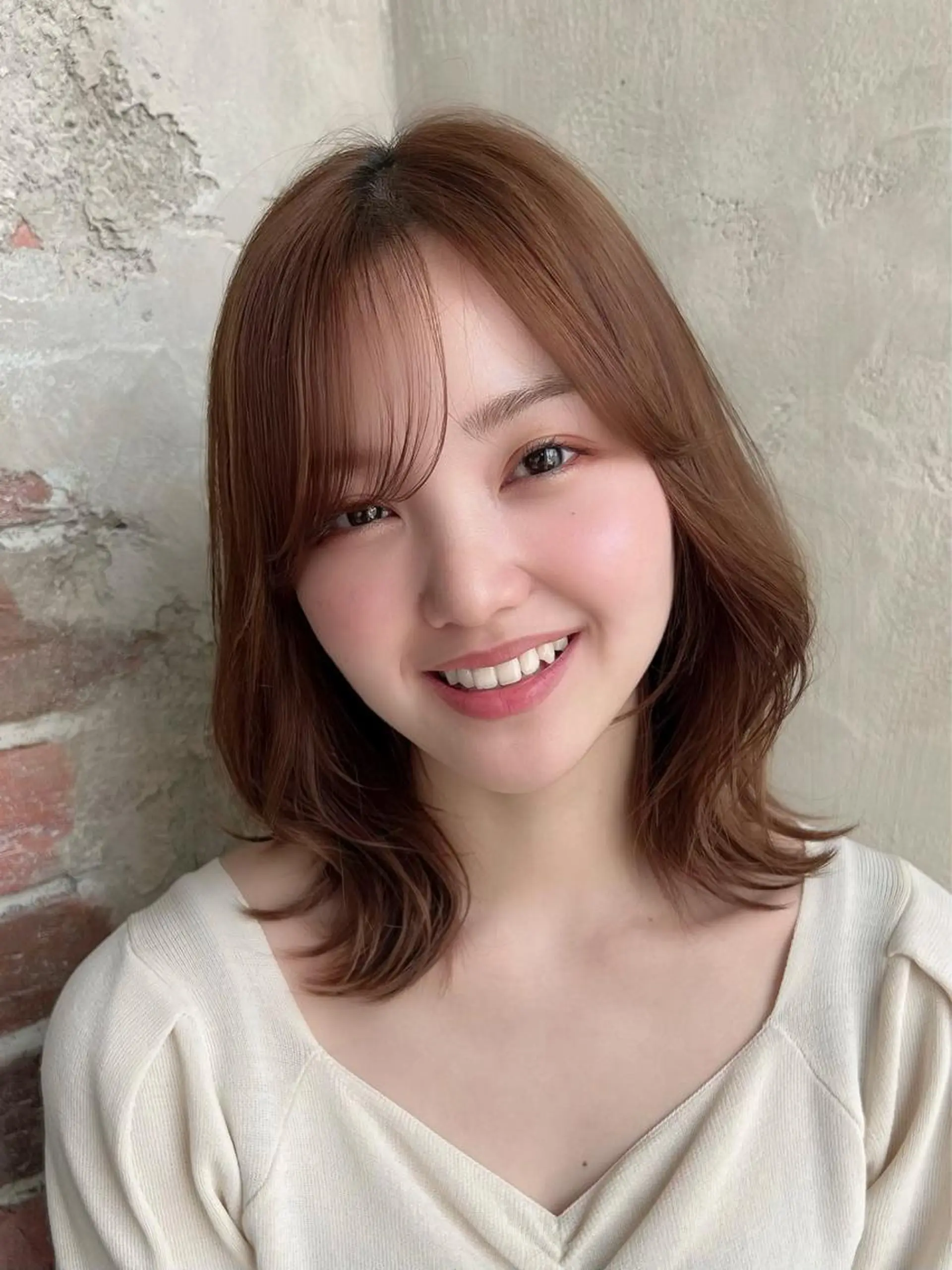 ミディアム カット ヘアカラー トリートメント 🧡くびれヘア/前髪 顔周り🧡久原結衣のヘアスタイル