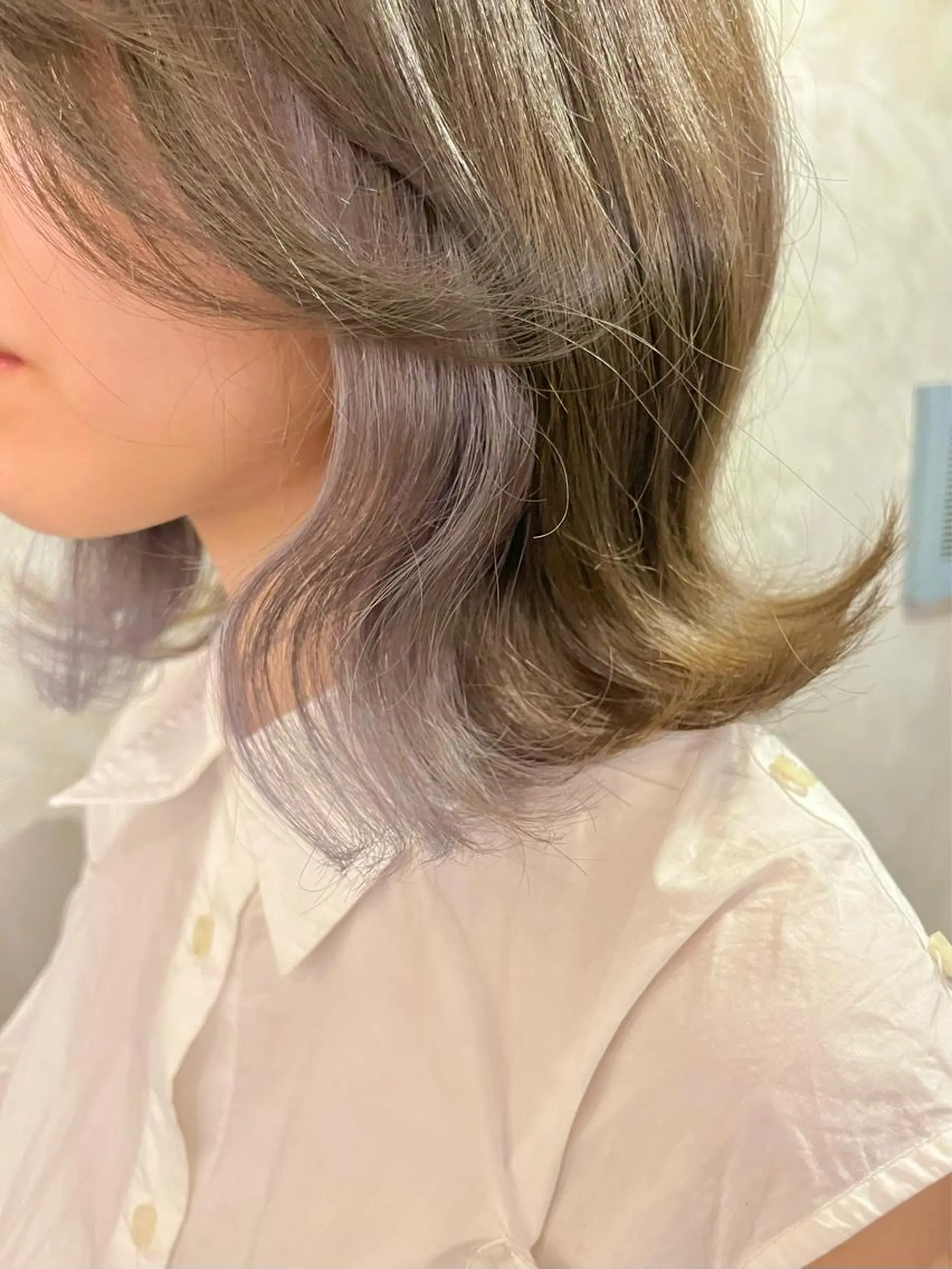 ミディアム カラー ラベンダーカラー シルバー ヘアカラー FUJINO RYOのヘアスタイル