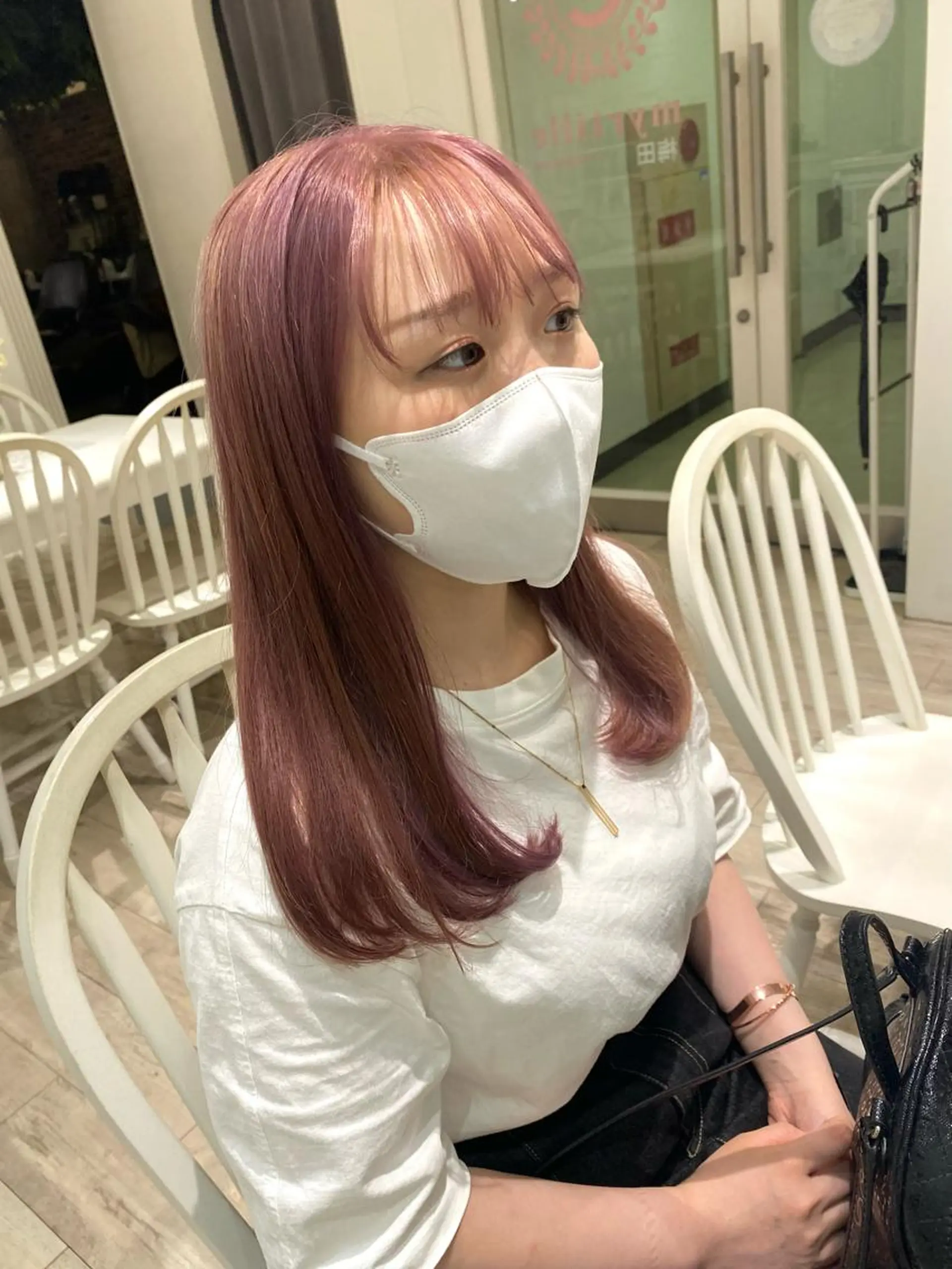 ロング カラー ブリーチ ハイトーンカラー ピンクカラー Eliss 堀江所属・暖色カラー🎀 門内 梨真のヘアスタイル