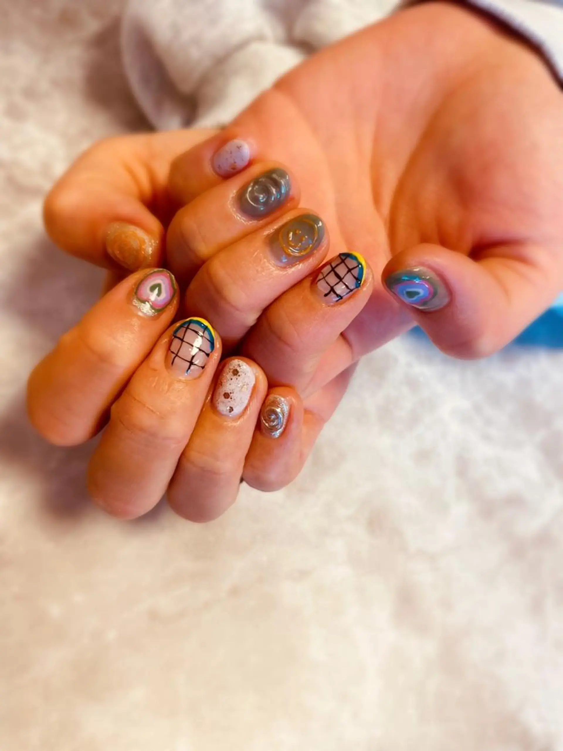 ネイル ハート ミラーネイル ニュアンスネイル ショートネイル Nail salon Betty❤︎のネイルデザイン