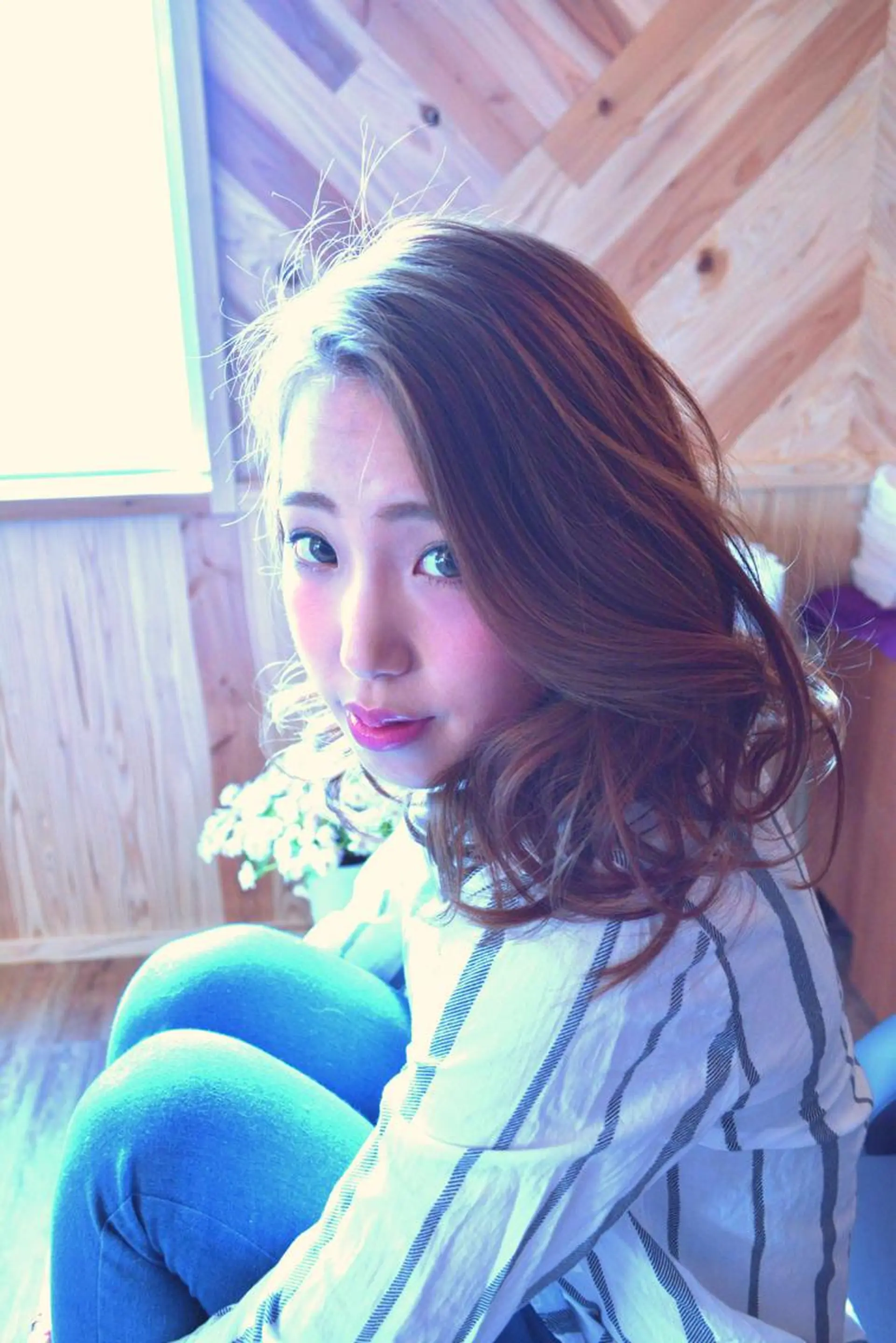 セミロング カラー パーマ ヘアアレンジ ベージュカラー 透明感カラー かきあげバング belle chambreイブカのその他イメージ