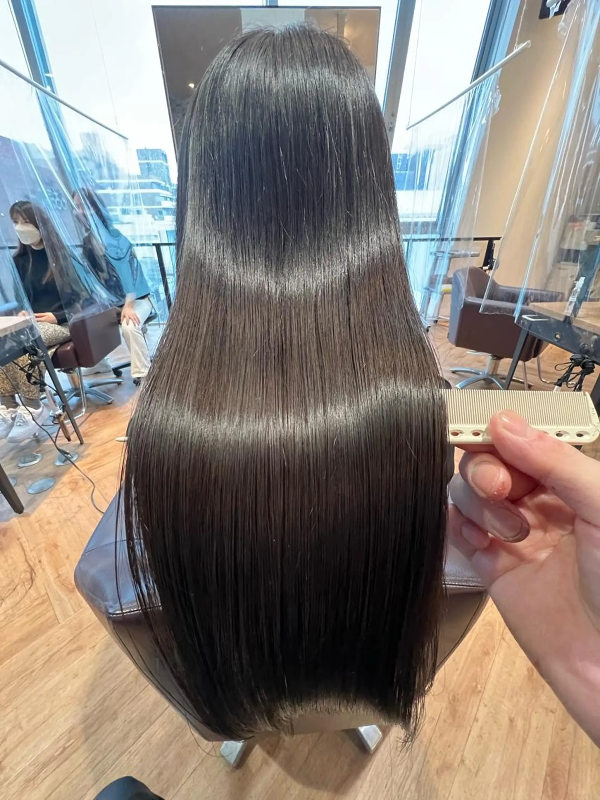 ロング 髪質改善 トリートメント カット トリートメント 韓国🇰🇷レイヤー おくれ毛/顔まわりのヘアスタイル