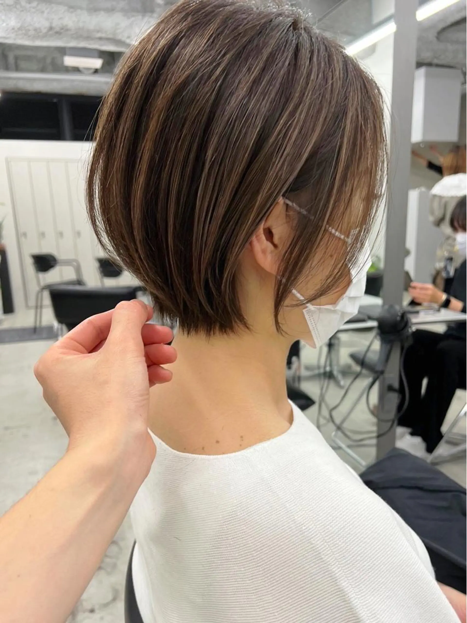ショート カラー ショートボブ バレイヤージュ ブリーチ ケアブリーチ ダブルカラー 横浜　店長 橋場優のヘアスタイル