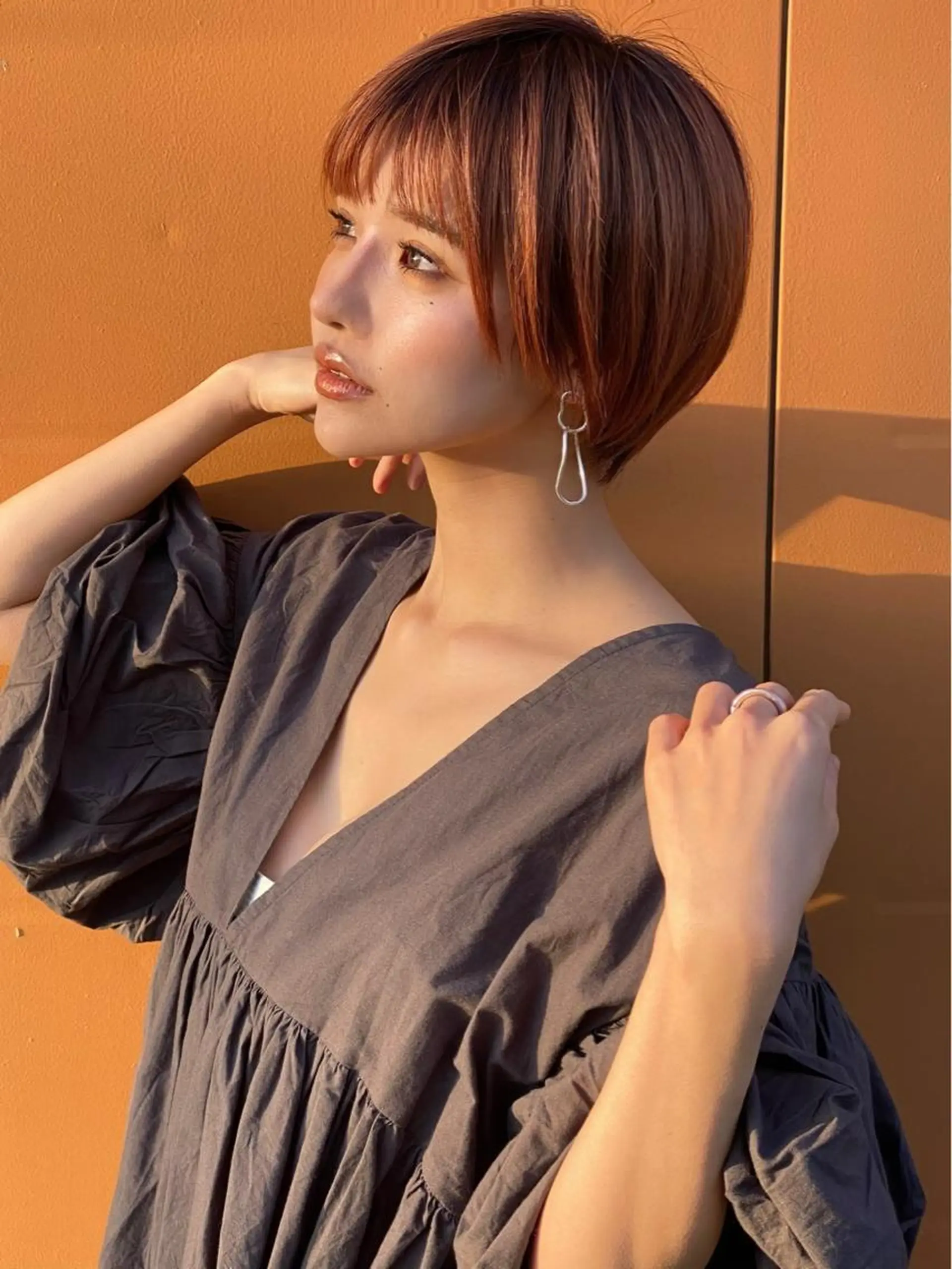 ショート カット ヘアカラー ハイライト、レイヤー カット/西梅田/中西のヘアスタイル