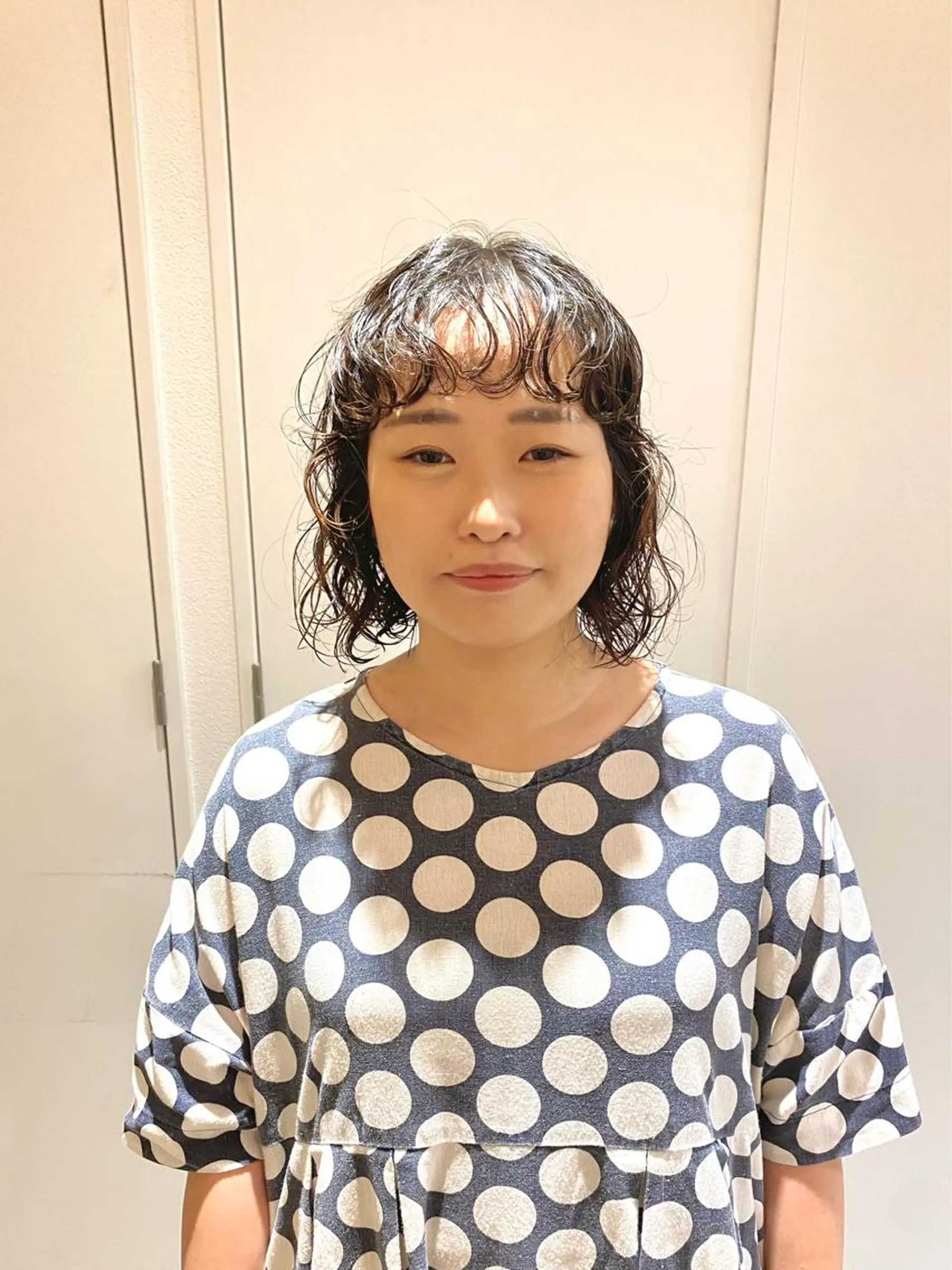ミディアム パーマ ミディアムパーマ カット ヘアカラー トリートメント 店長　ショート& パーマ　坂本のヘアスタイル