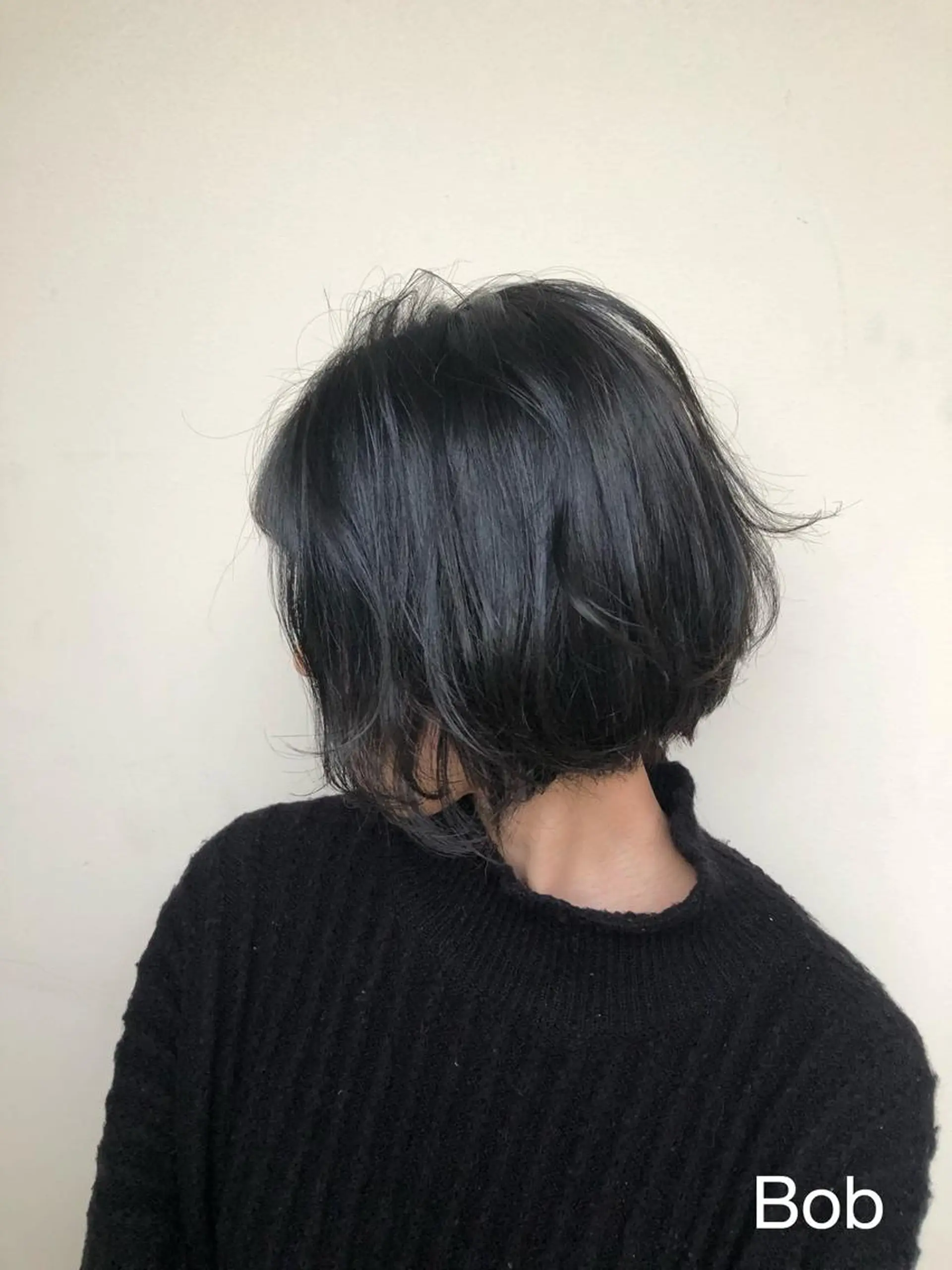 ショート カラー 前下がりボブ 黒髪 ブルーカラー ブルーブラック ボブ 森田 一平のヘアスタイル